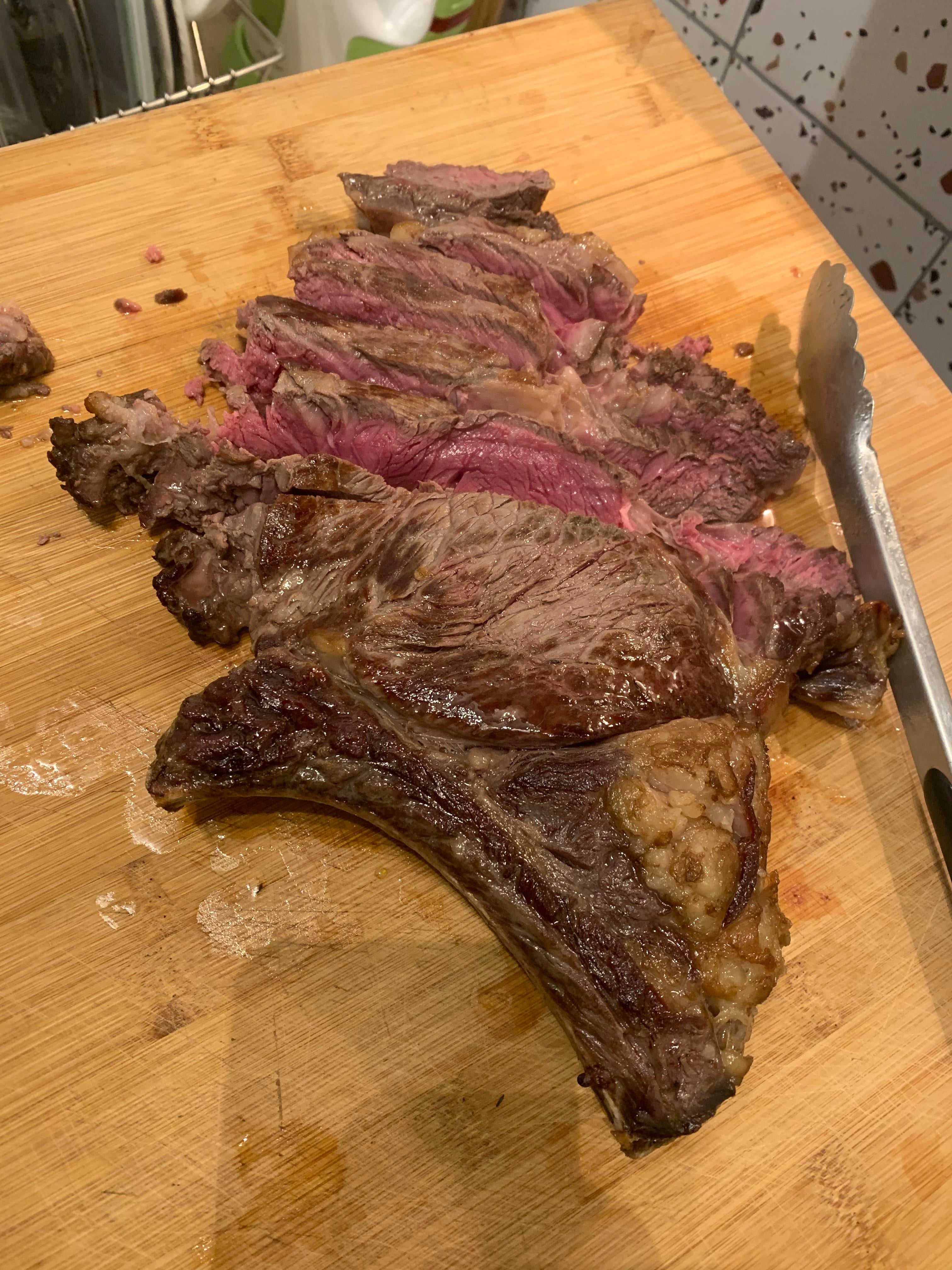 Prime rib, seared in cast iron, finished in oven Dining and Cooking