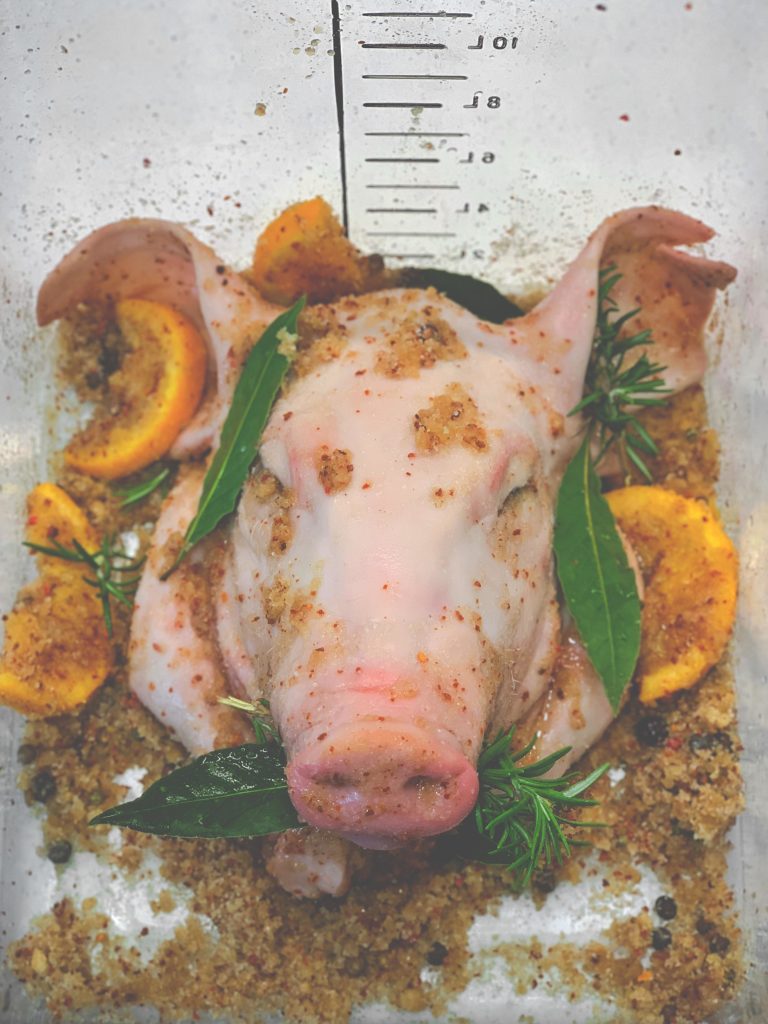 What temperature would you sous vide a pig head at???