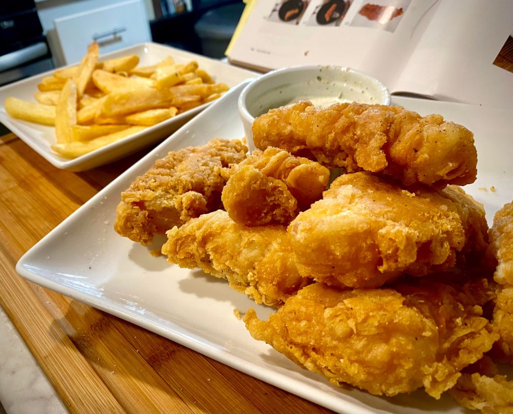 First time making beer battered cod, served it with some frozen steak fries and homemade tartar sauce!