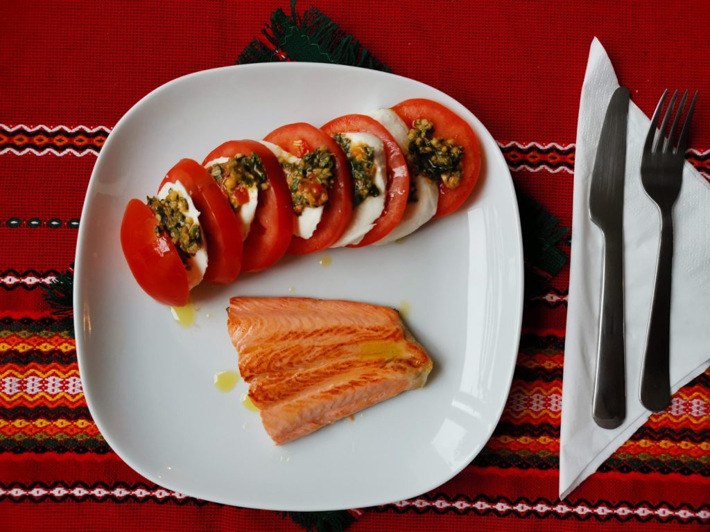 Rainbow trout with caprese