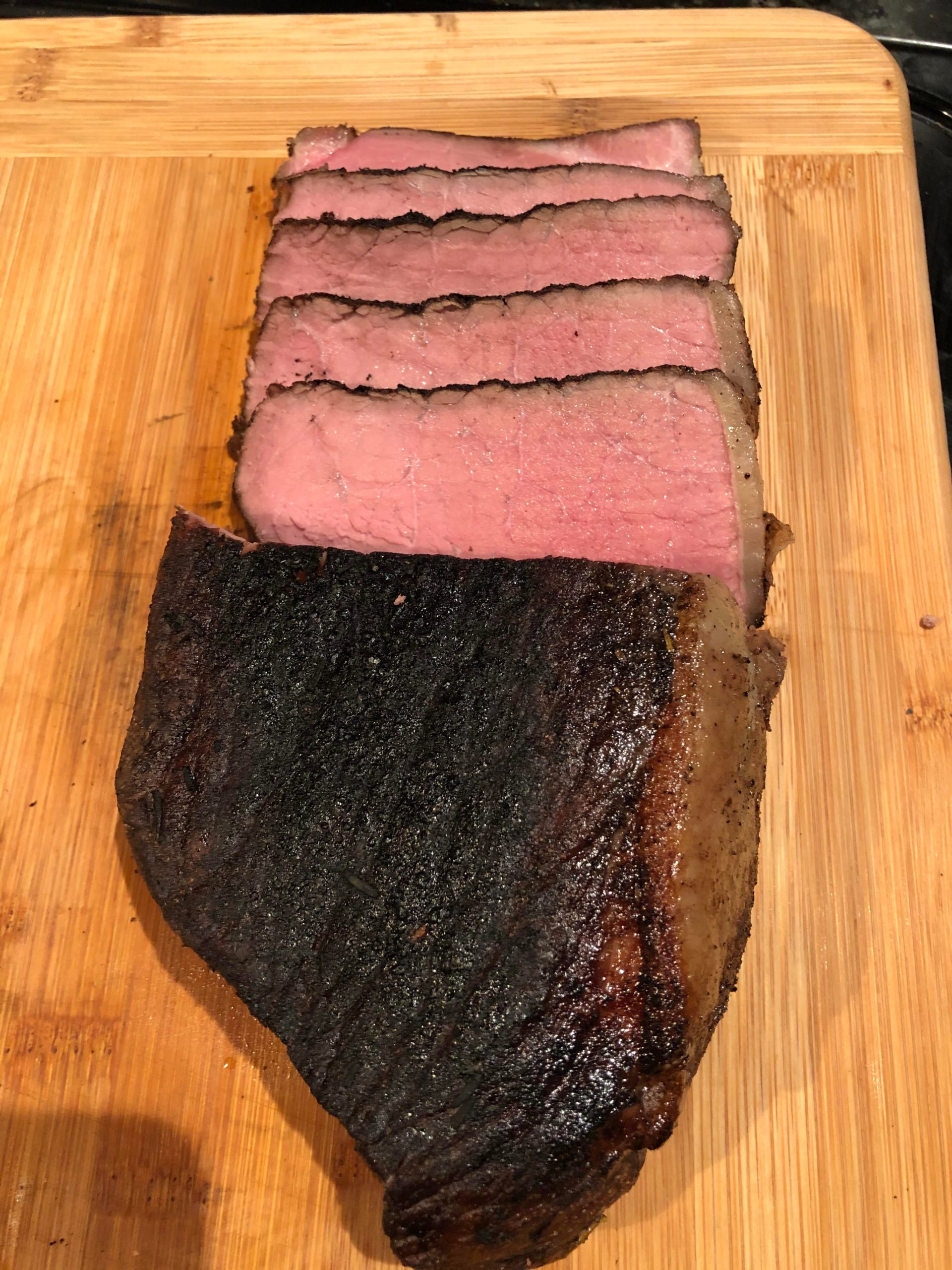 Bottom Round Beef Roast. From frozen at 135 for 14 hours 15 minutes with salt pepper cumin and