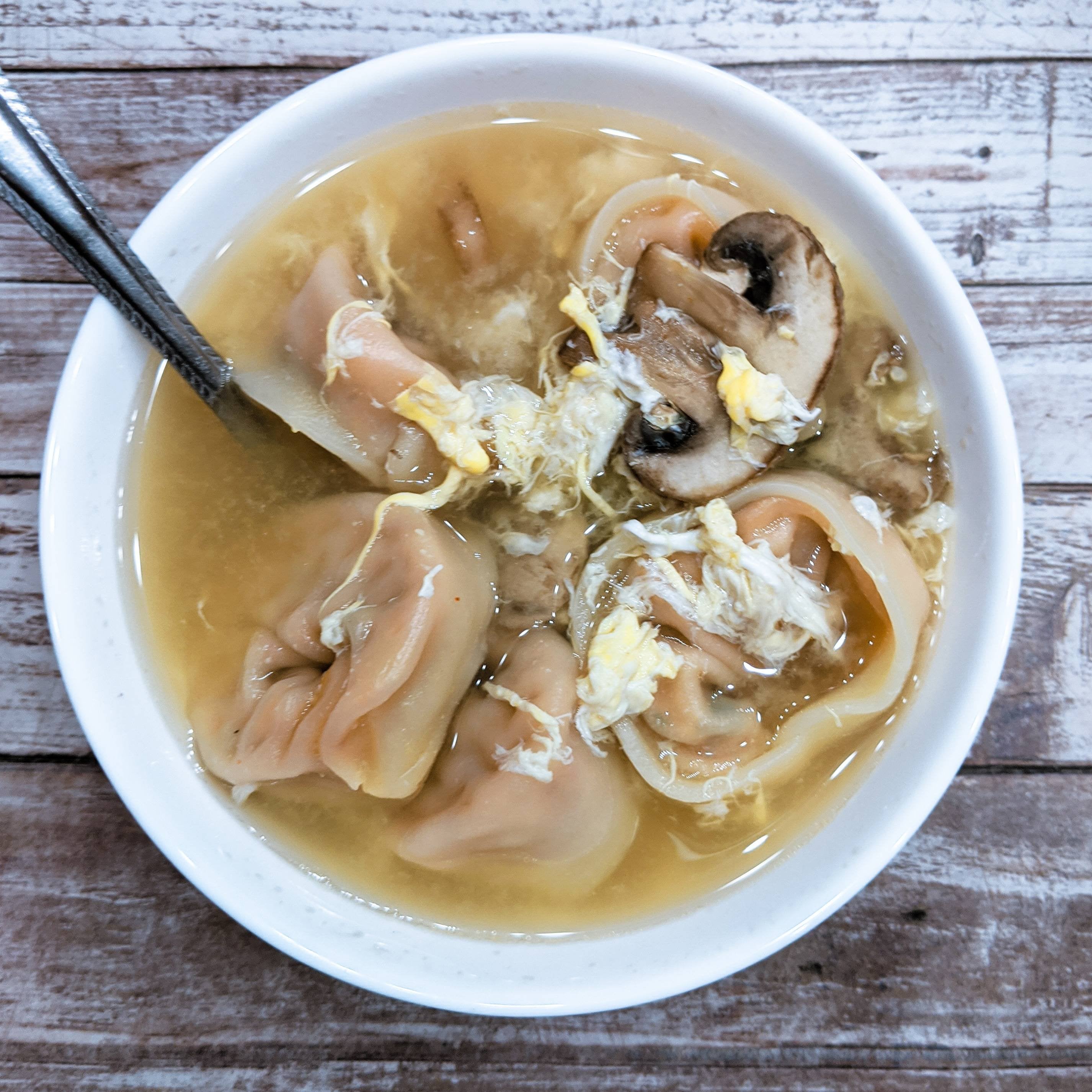 340 Calorie Egg Drop Soup With Mushrooms And Kimchi Dumplings Dining And Cooking