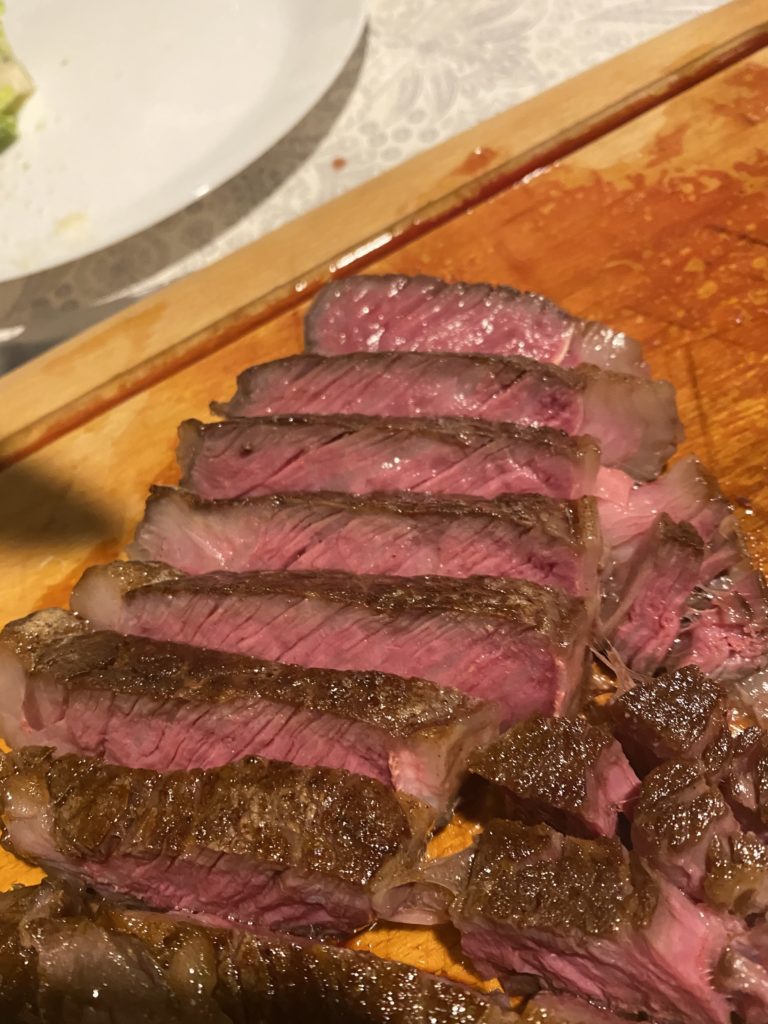 Ribeye wagyu, cooked at 132f for 2.5 hours, then pan seared