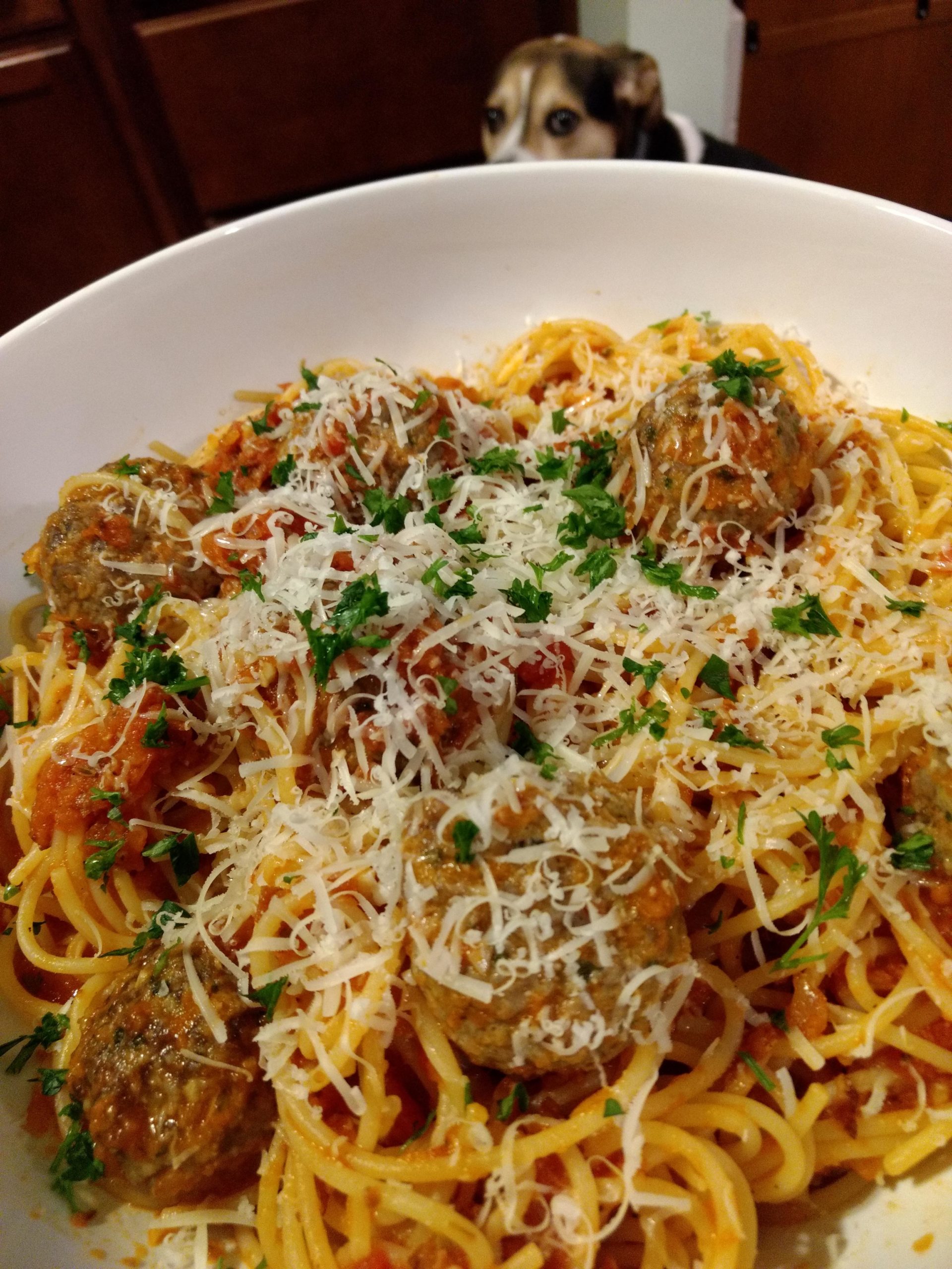 Spaghetti with pepperoni marinara and ribeye meatballs Dining and Cooking