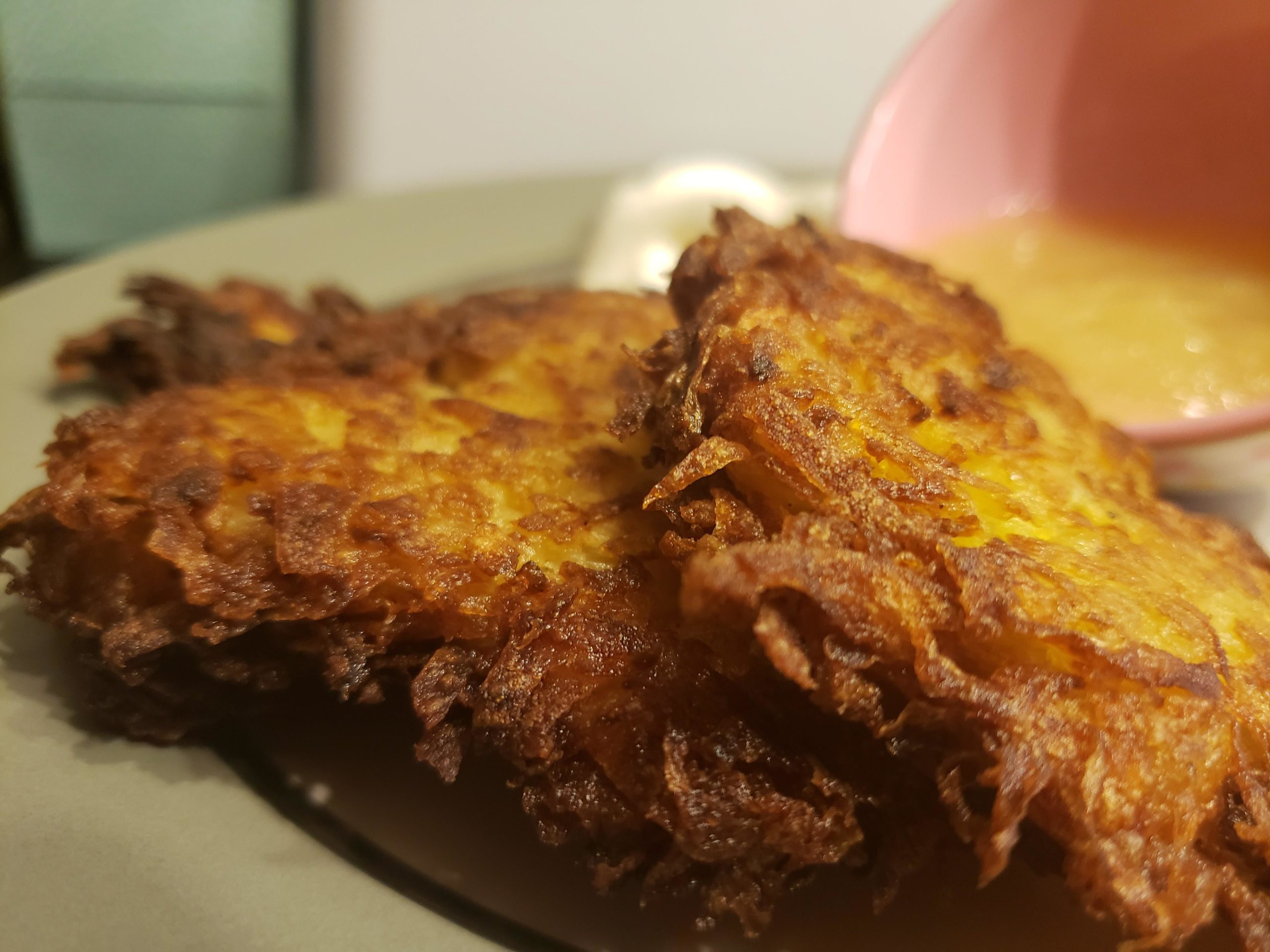 Hanukkah Latkes with sour cream and apple sauce Dining and Cooking