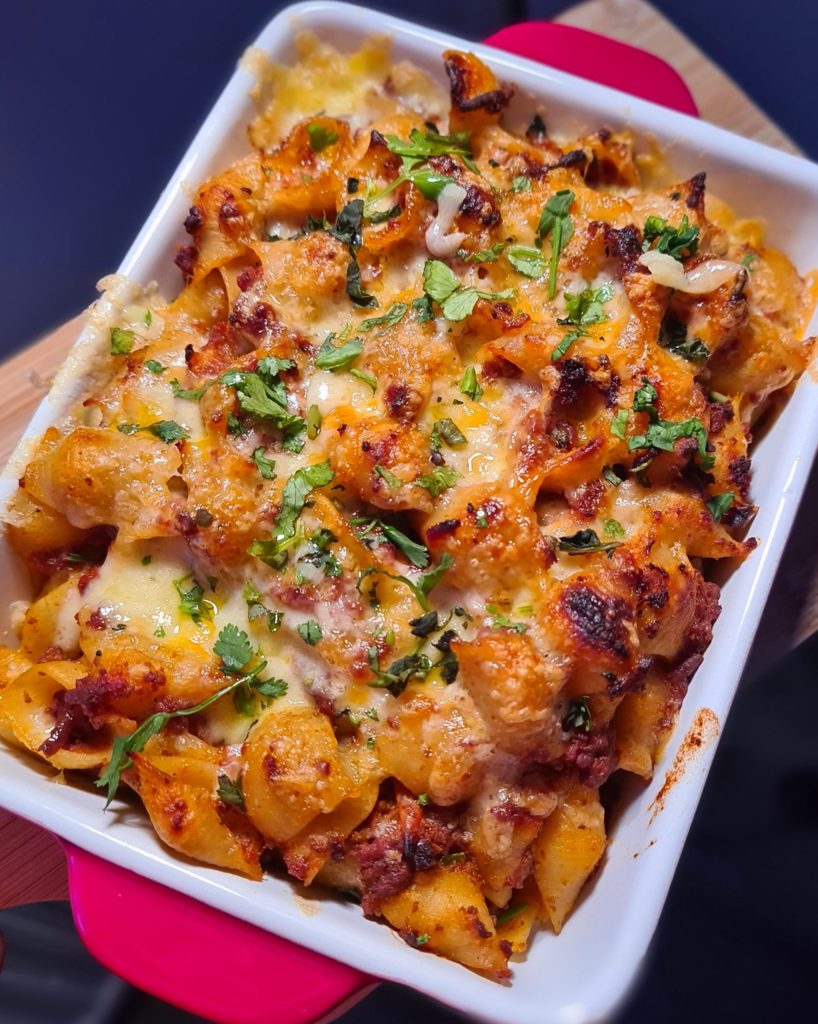 Three cheese pasta bake