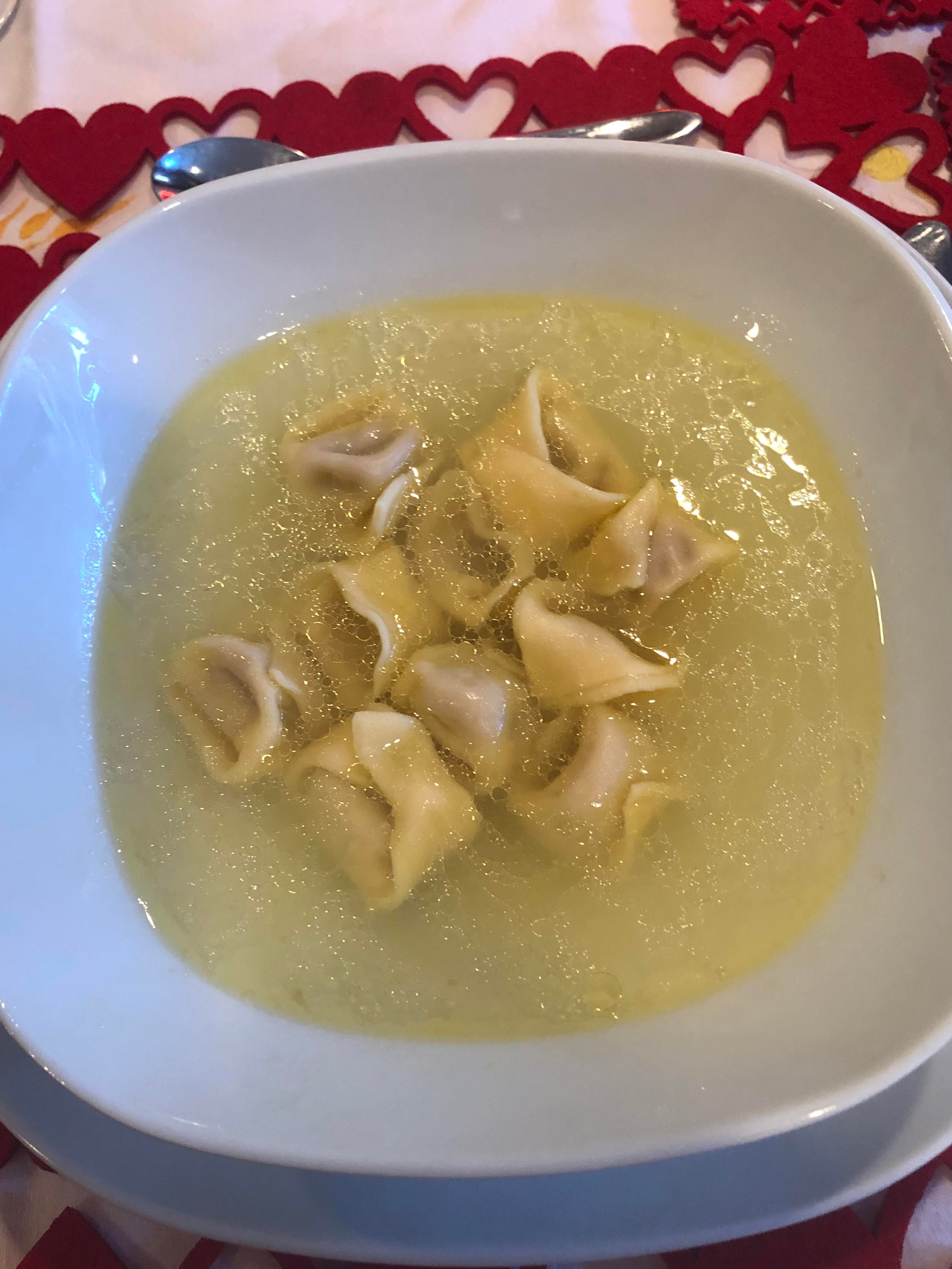 I made Prosciutto and Parmigiano tortellini in chicken broth for New
