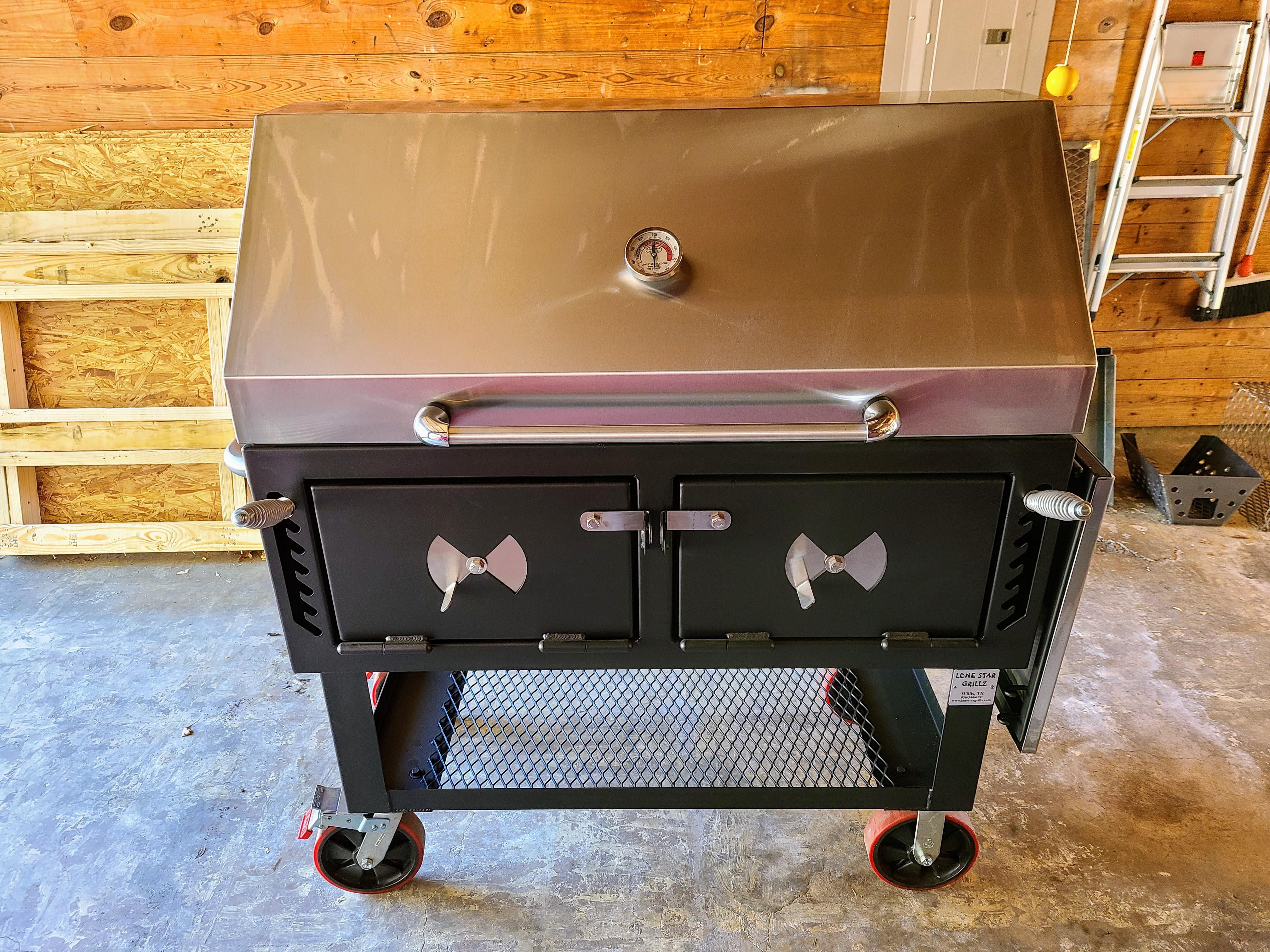 Here it is! 24"x48" Lone Star Grillz Adjustable Charcoal Grill and