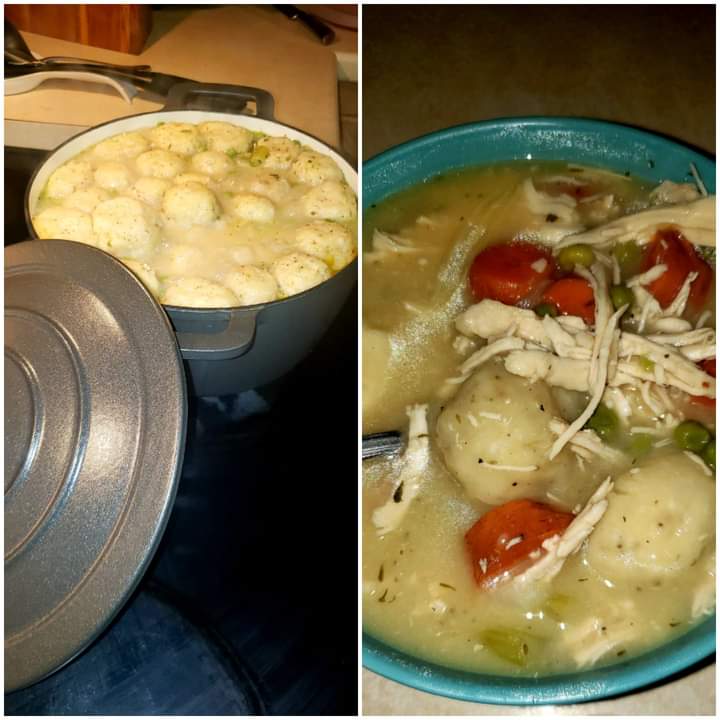 Chicken and dumplings in my new Dutch oven - Dining and Cooking