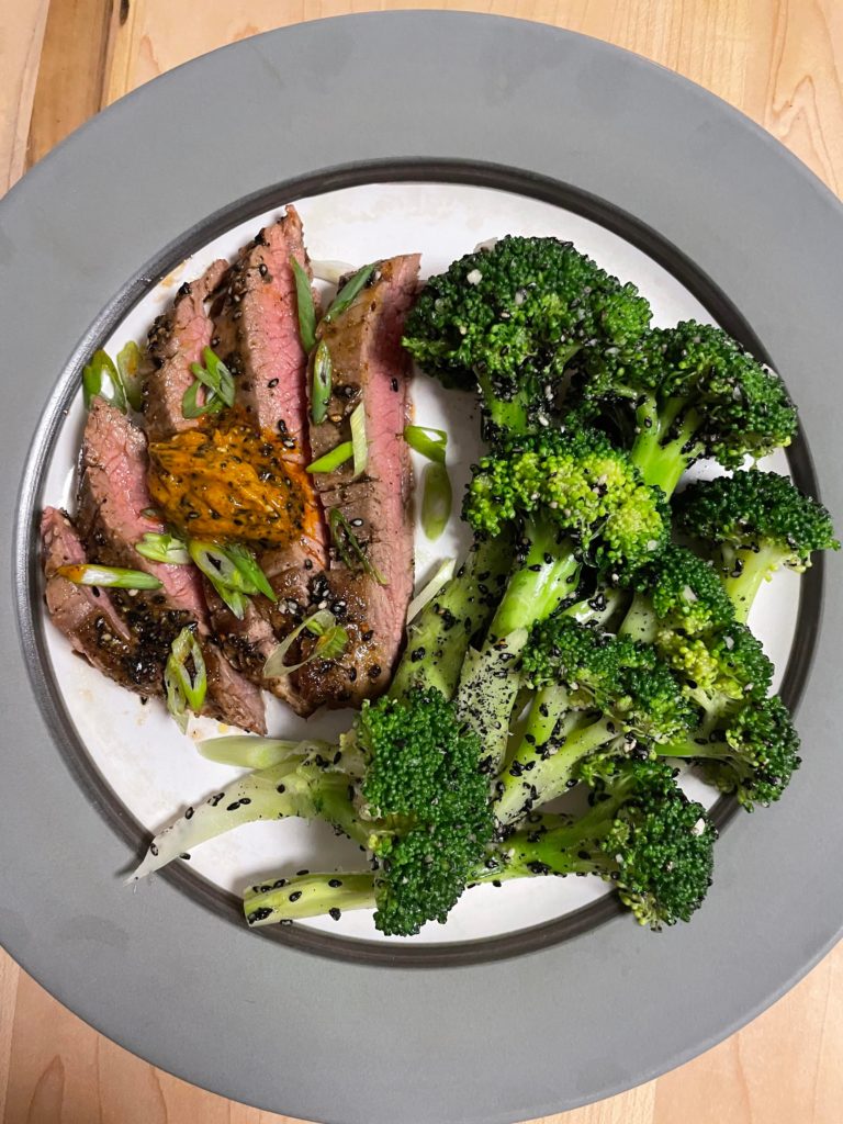 Korean inspired Flank steak and Broccoli