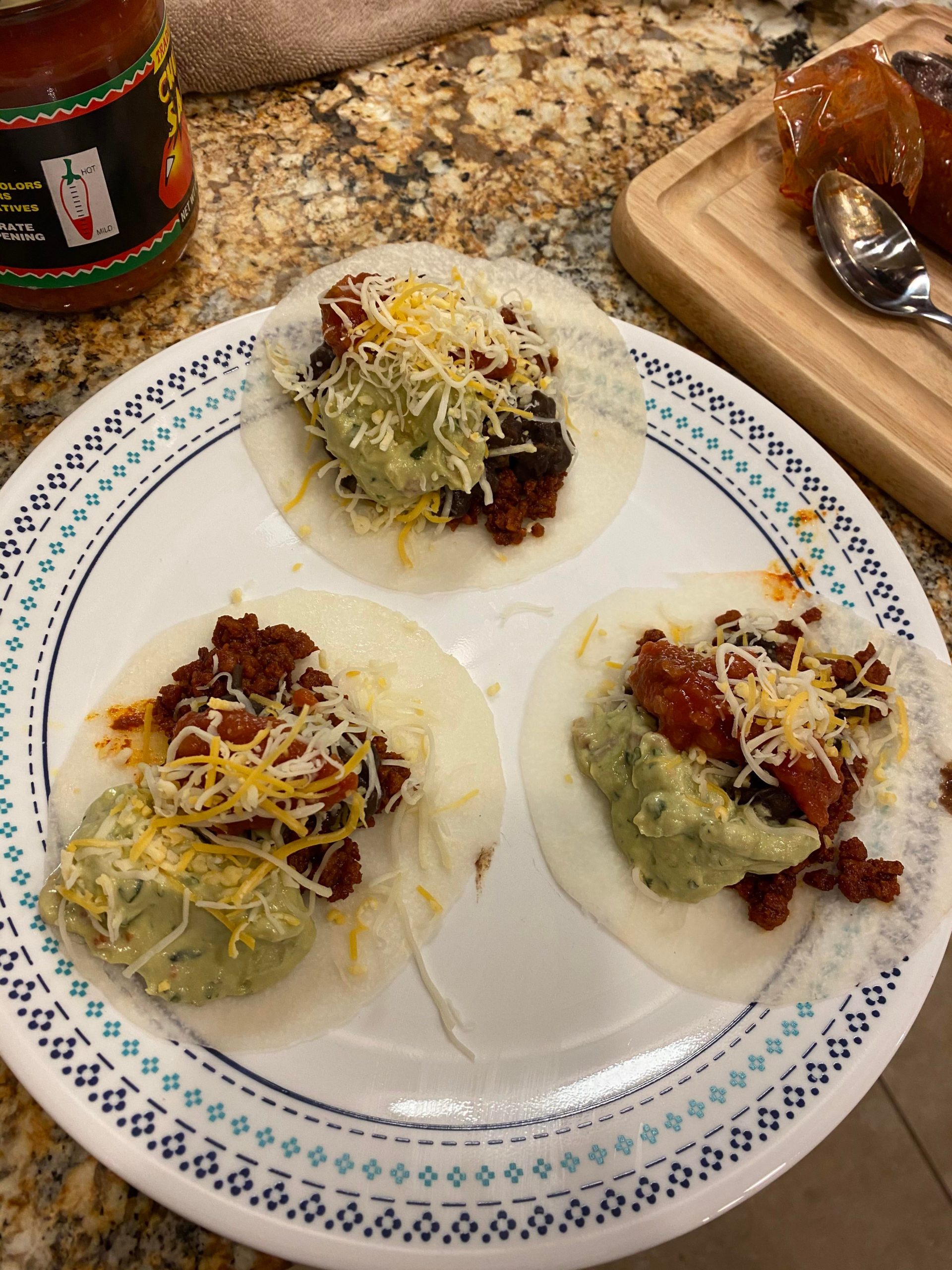 Soyrizo tacos made with jicama wraps Dining and Cooking