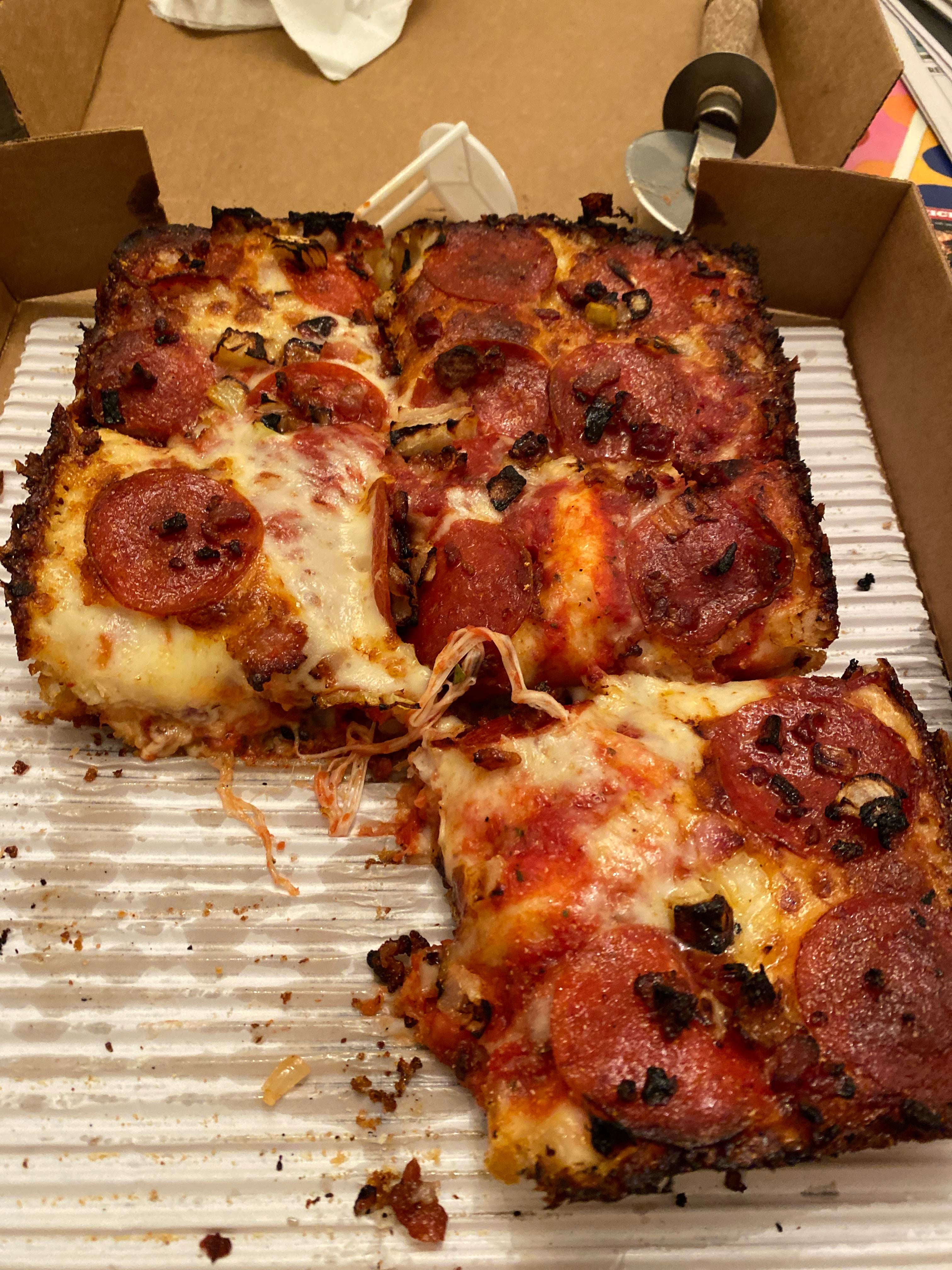 A Detroit style deep dish from my favorite restaurant Jets - Dining and
