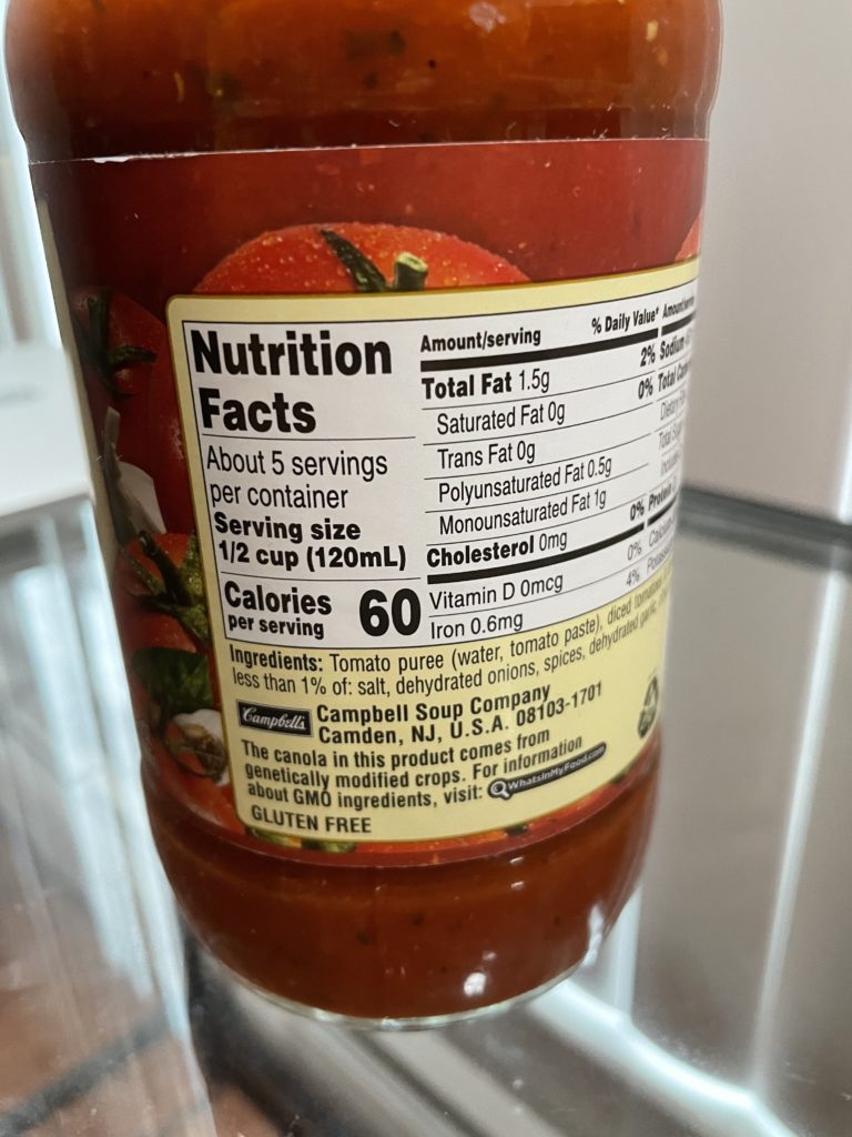 Prego No Sugar Added Pasta Sauce - Grams = mL?