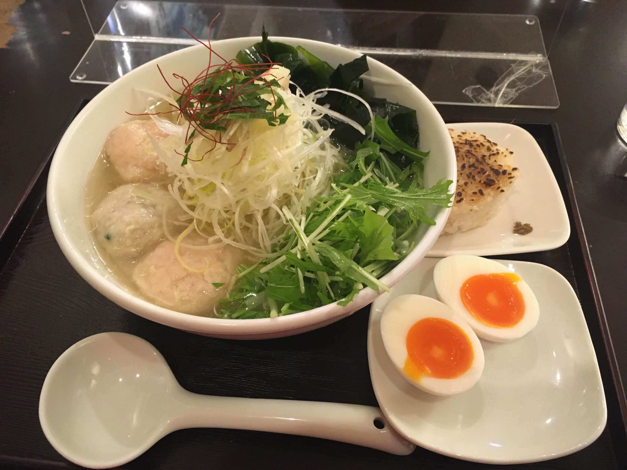 Shio Ramen at Menya Kaijin Seafood based ramen, fish balls and