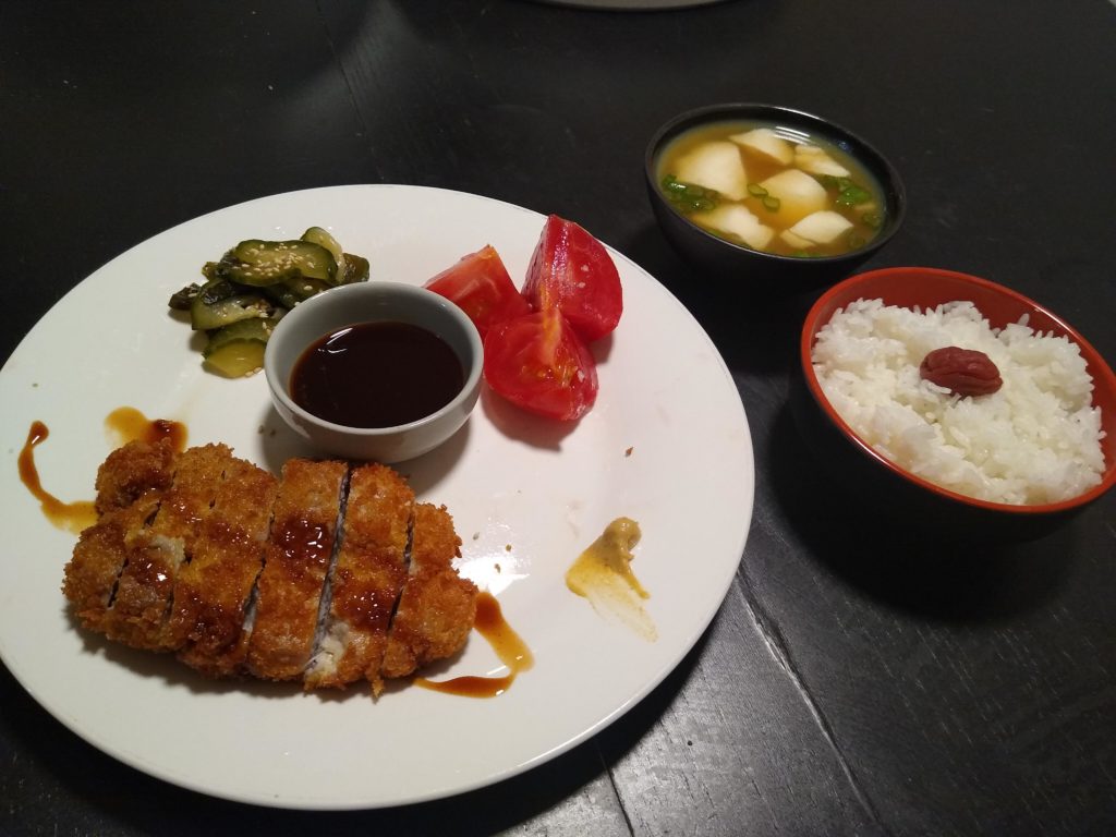 Tonkatsu dinner. It was nice and tender and juicy!