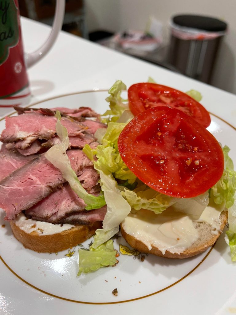 “Grass fed ribeye sandwich...’