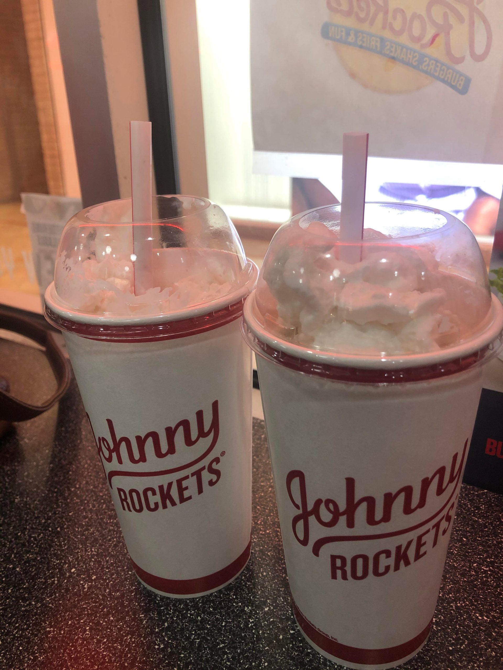 Strawberry and Vanilla Vegan Shakes from Johnny rockets Dining and