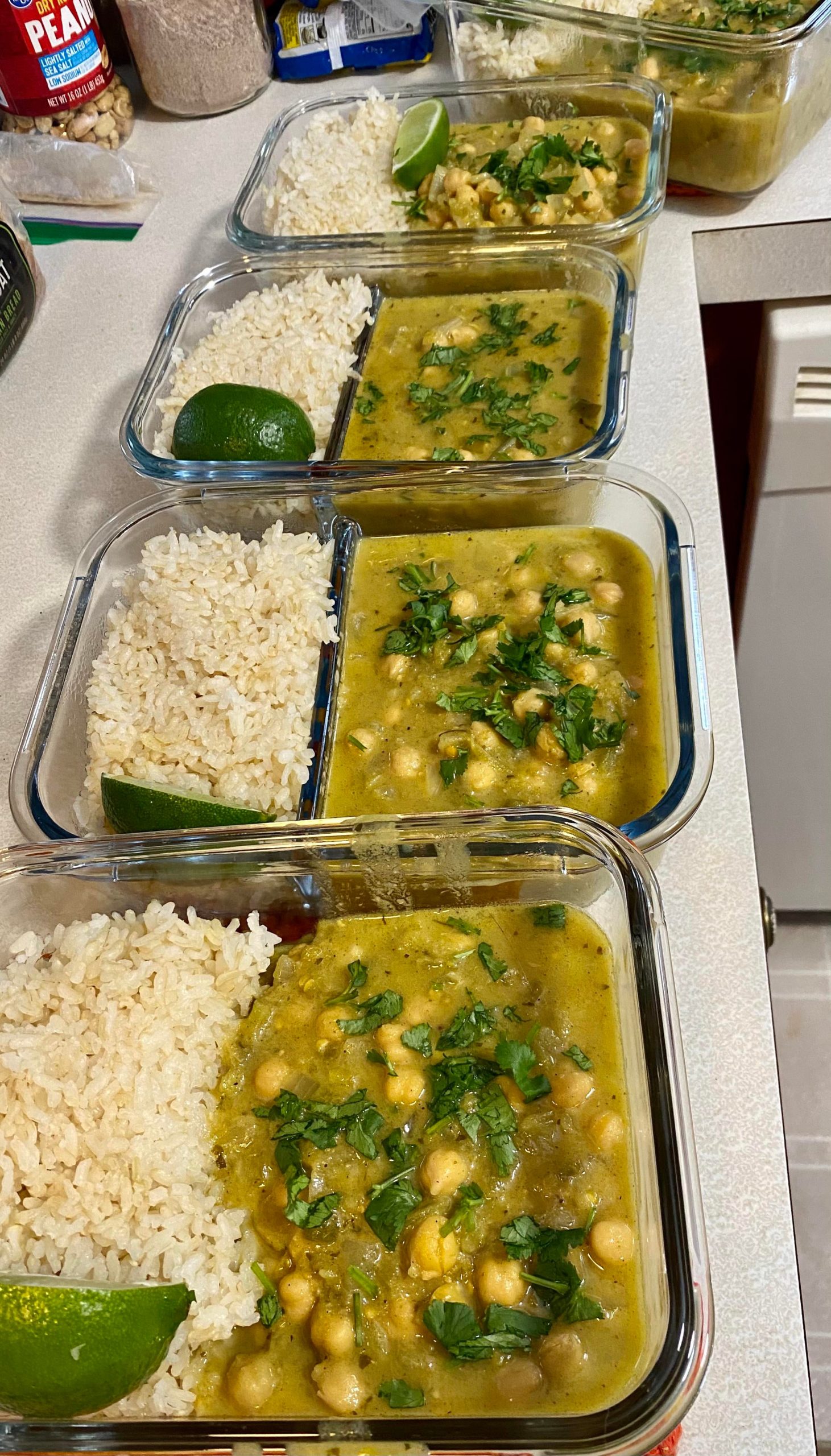 Roasted Tomatillo Chickpea Curry with Lime Brown Rice Dining and Cooking