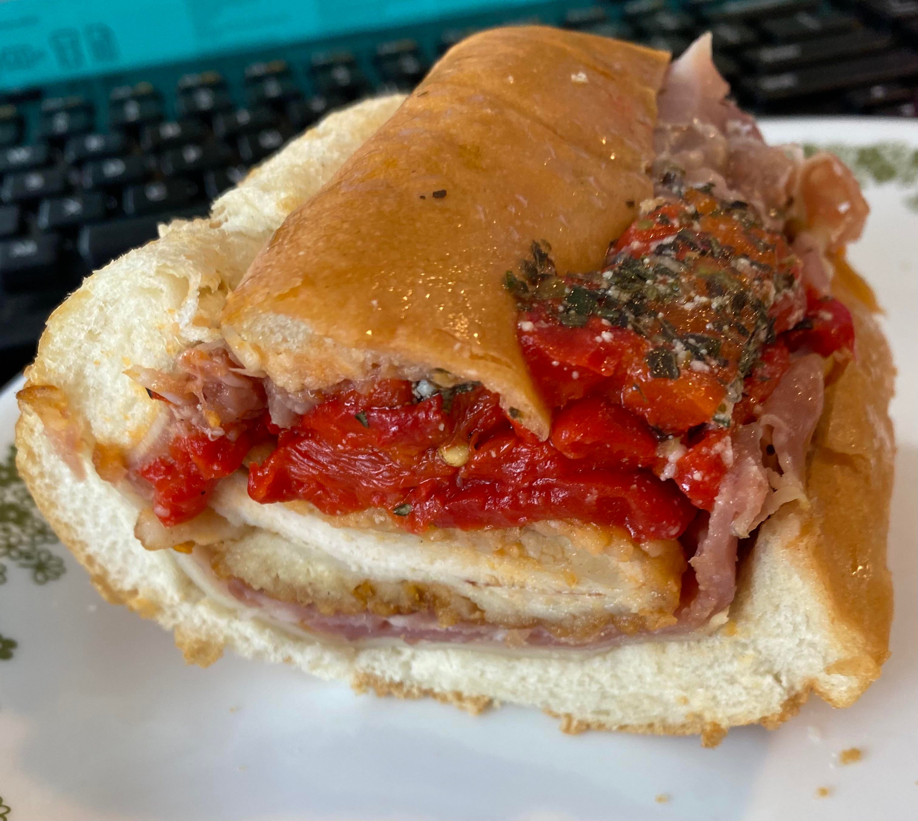 The Roman chicken cutlet, prosciutto, sharp provolone, and roasted