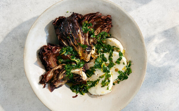 Mozzarella With Charred Radicchio and Salsa Verde