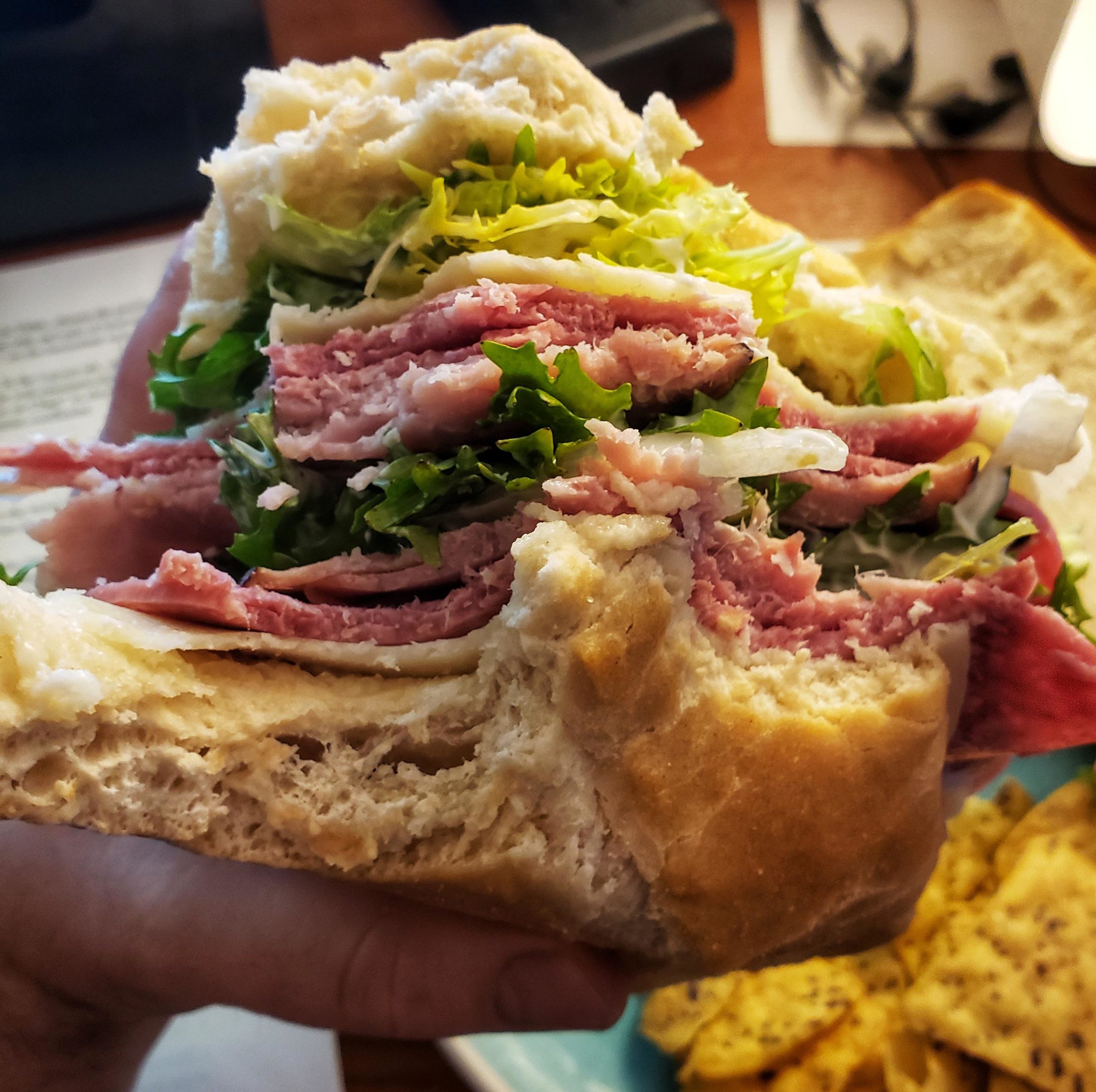 Double stacked! Ham, salami, pepperoni, provolone, endive, onion, mayo