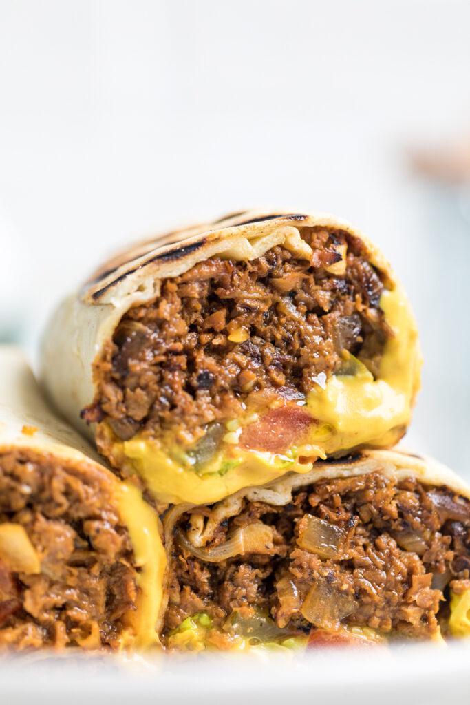Vegan Cheeseburger Wraps Dining and Cooking