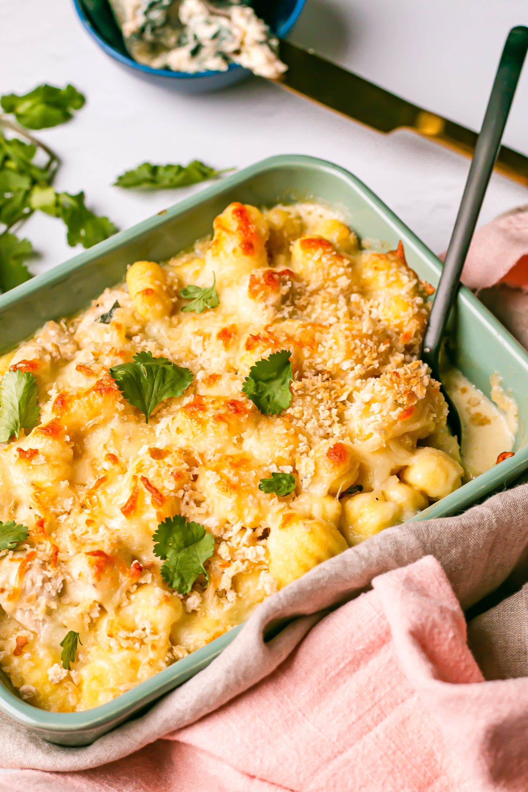 This crispy, creamy, cheesy alfredo gnocchi bake takes only 25 minutes
