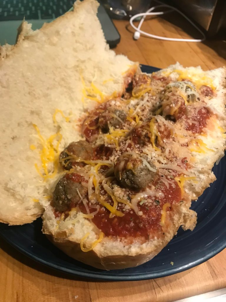 Homemade meatball sub on french bread