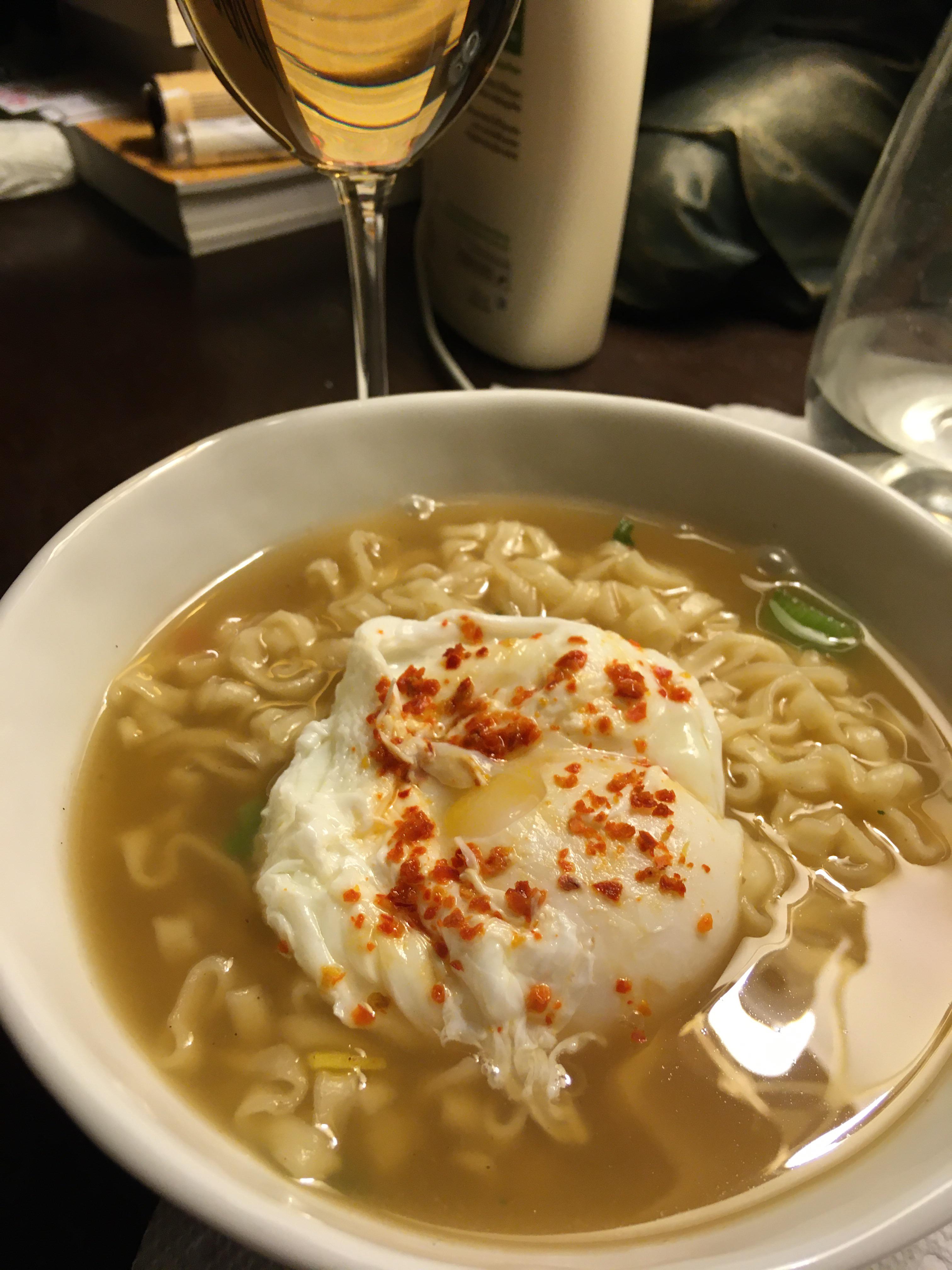 Samyang Kalguksu Anchovy with poached egg & some scallion - Dining and  Cooking