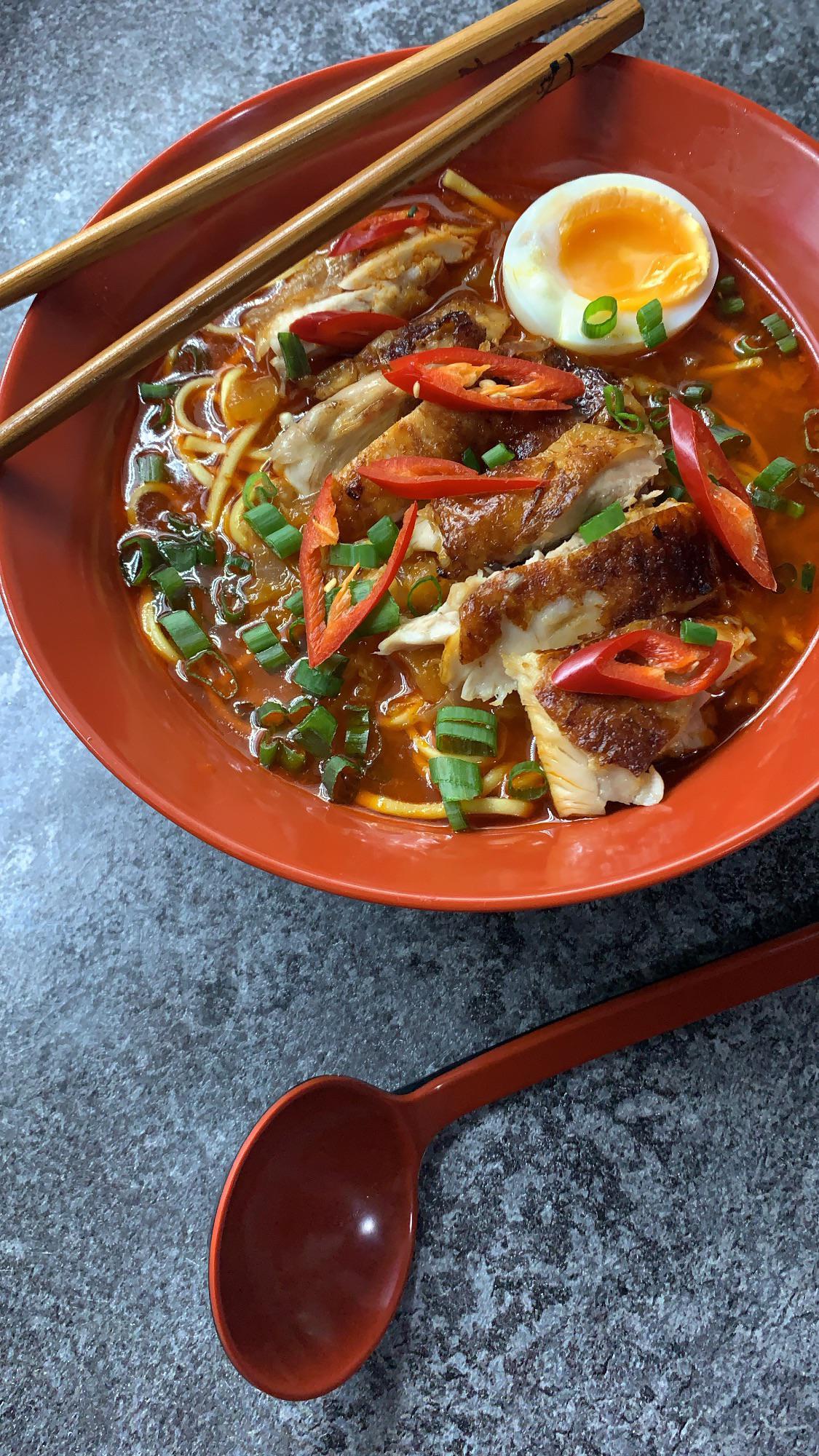 Korean Kimchi Ramen with Sesame Roast Chicken Dining and Cooking