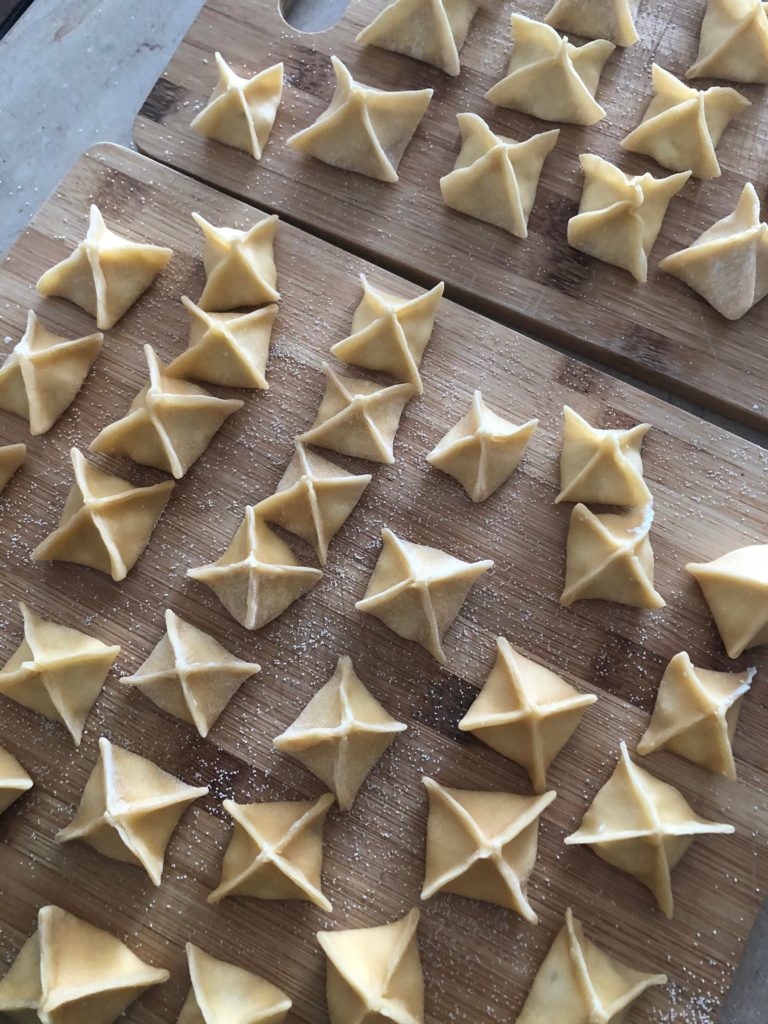 Four cheese fagottini, next time would use a fluted cutter.