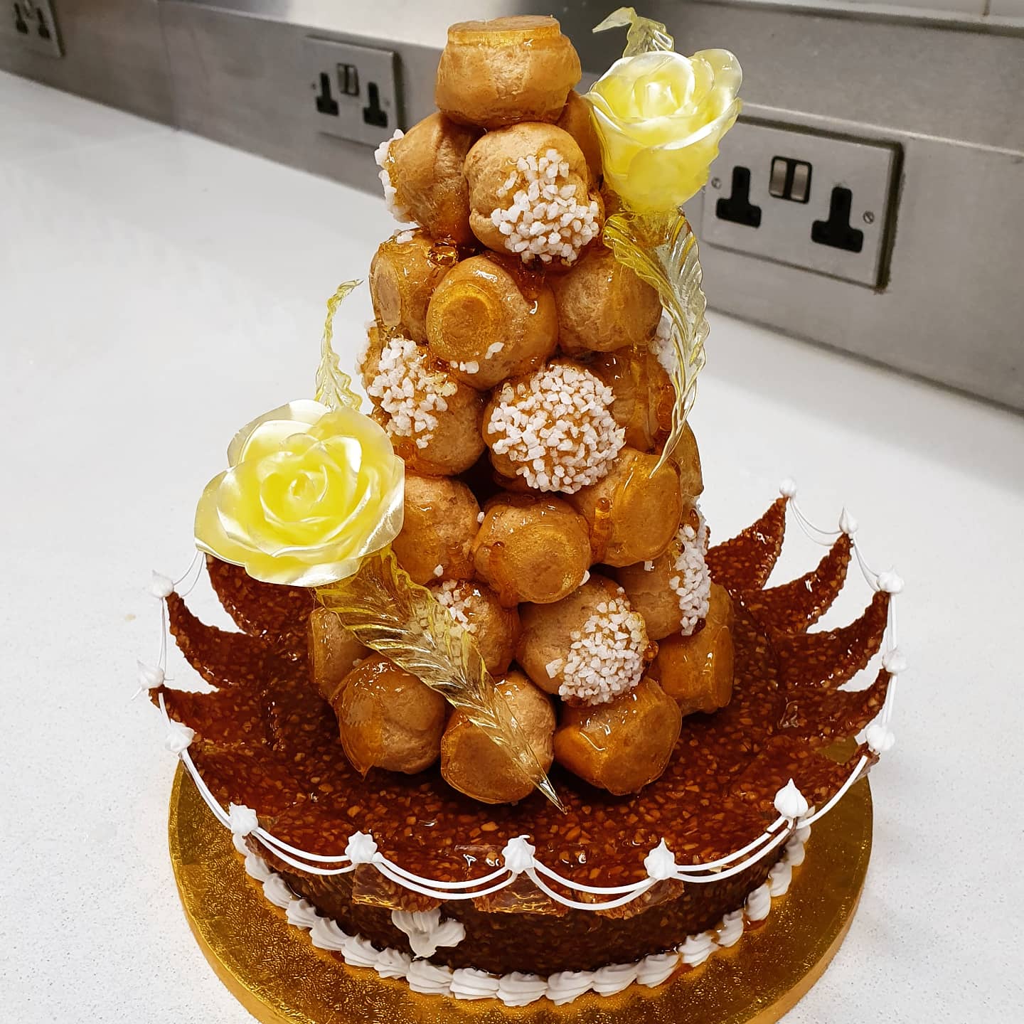Oc Homemade My First Ever Croquembouche Literally Meaning Crunch In The Mouth A Traditional French Wedding Cake Made Of Filled Choux Buns Stuck Together With Caramel Placed On An Intricate Nougatine Base Oc Homemade My First Ever Croquembouche Literally Meaning Crunch In The Mouth A Traditional French Wedding Cake Made Of Filled Choux Buns Stuck Together With Caramel Placed On An Intricate Nougatine Base