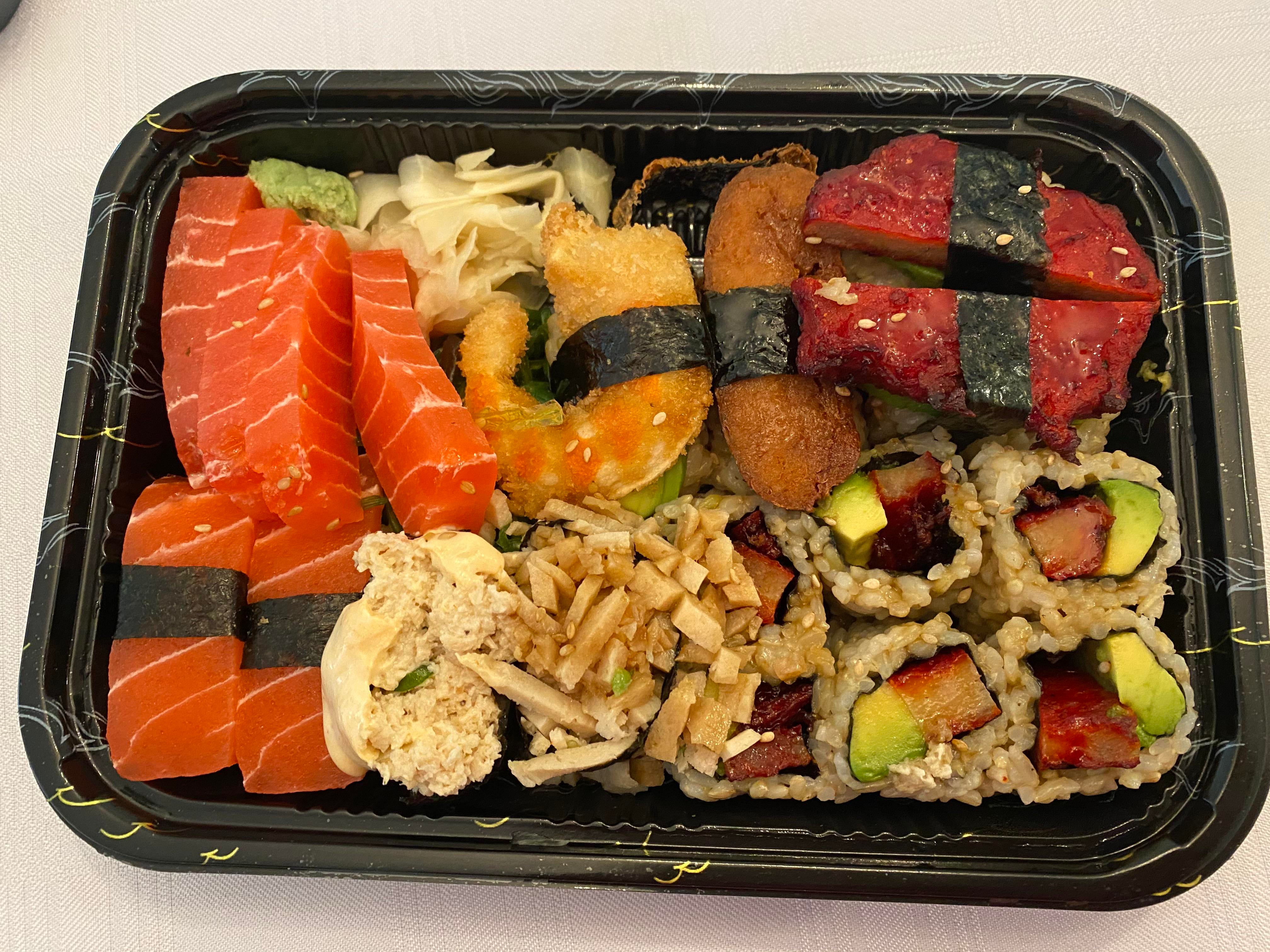 Vegan sushi and shashimi platter from Veggie Heaven in Teaneck NJ
