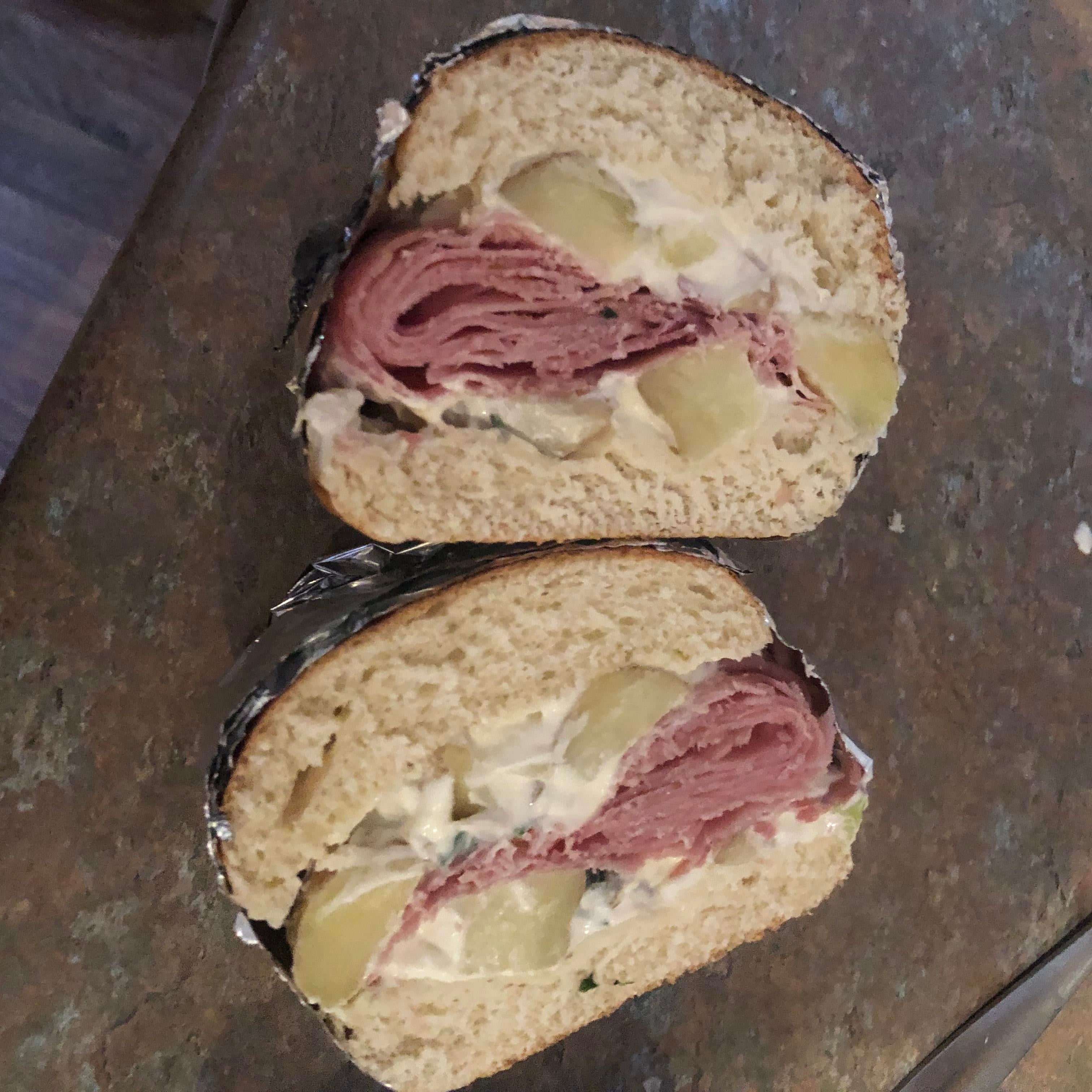 Marks And Spencer S Brioche Roll With Ham And Potato Salad Filling Dining And Cooking