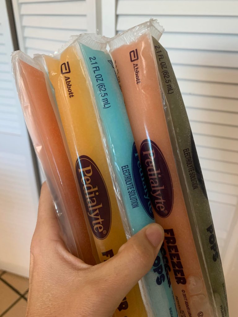 Pedialyte popsicles (like otter pops) are only 8 calories a piece (plus electrolytes!) 😎