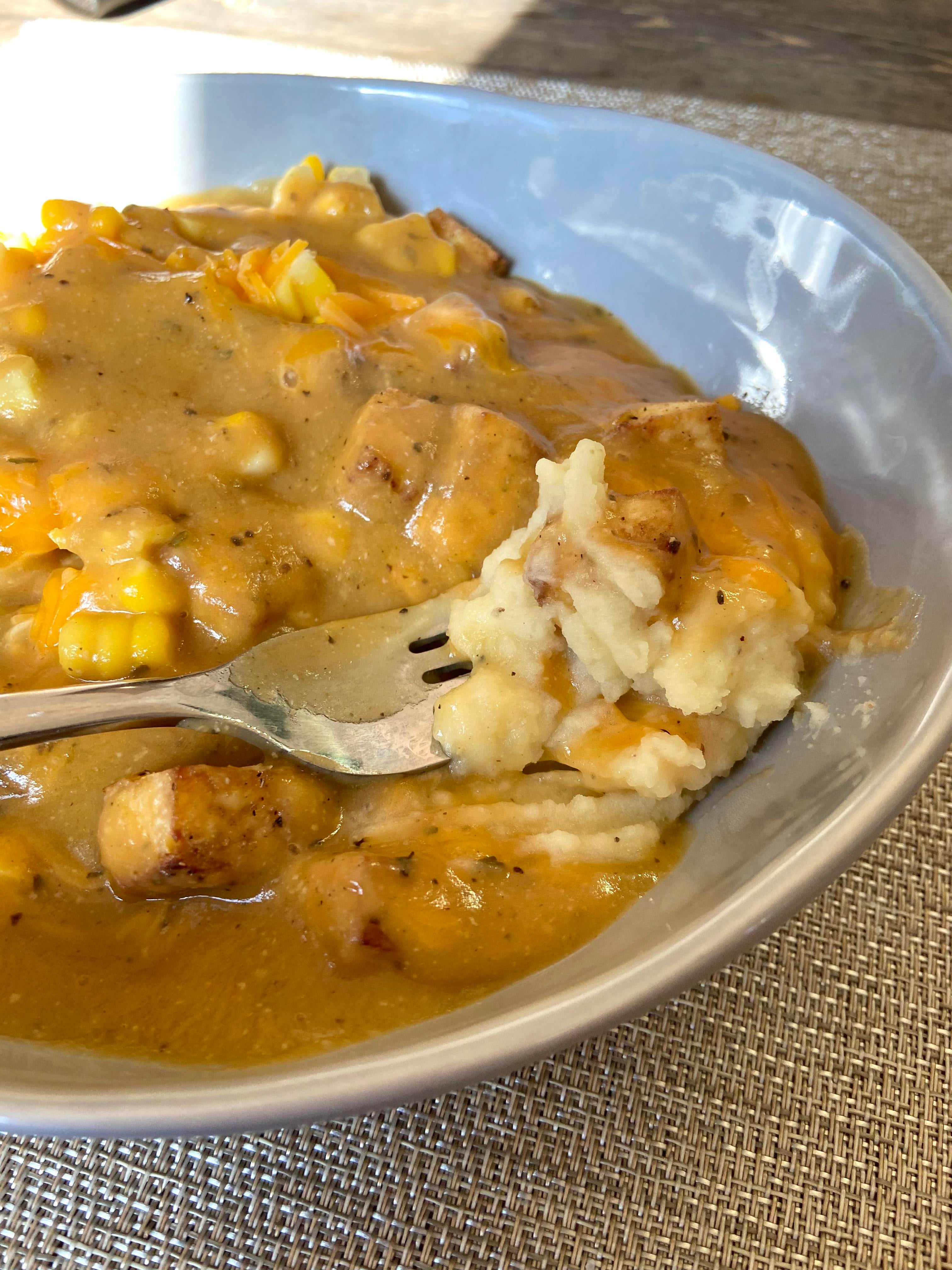 Tofu version of the KFC Famous Bowl Dining and Cooking