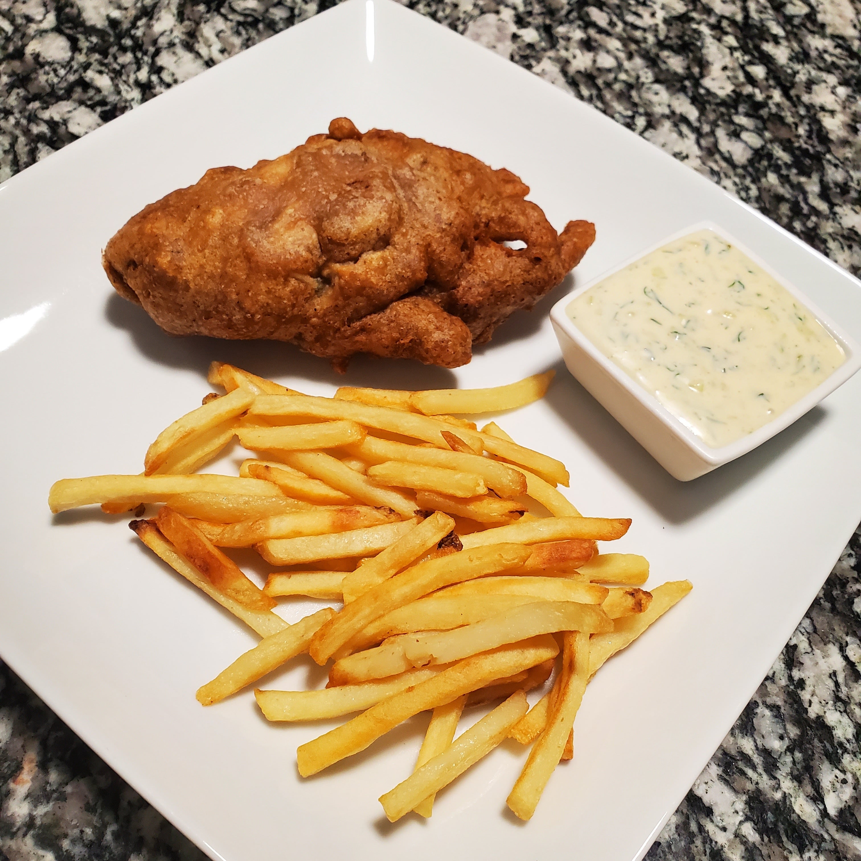 Guinness beer battered fish & chips with tartar sauce Fish Banana