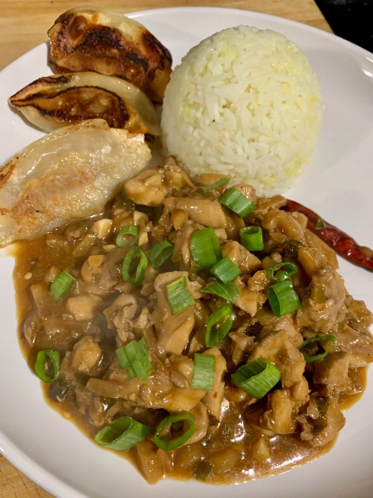 Kung pao chicken and pot stickers