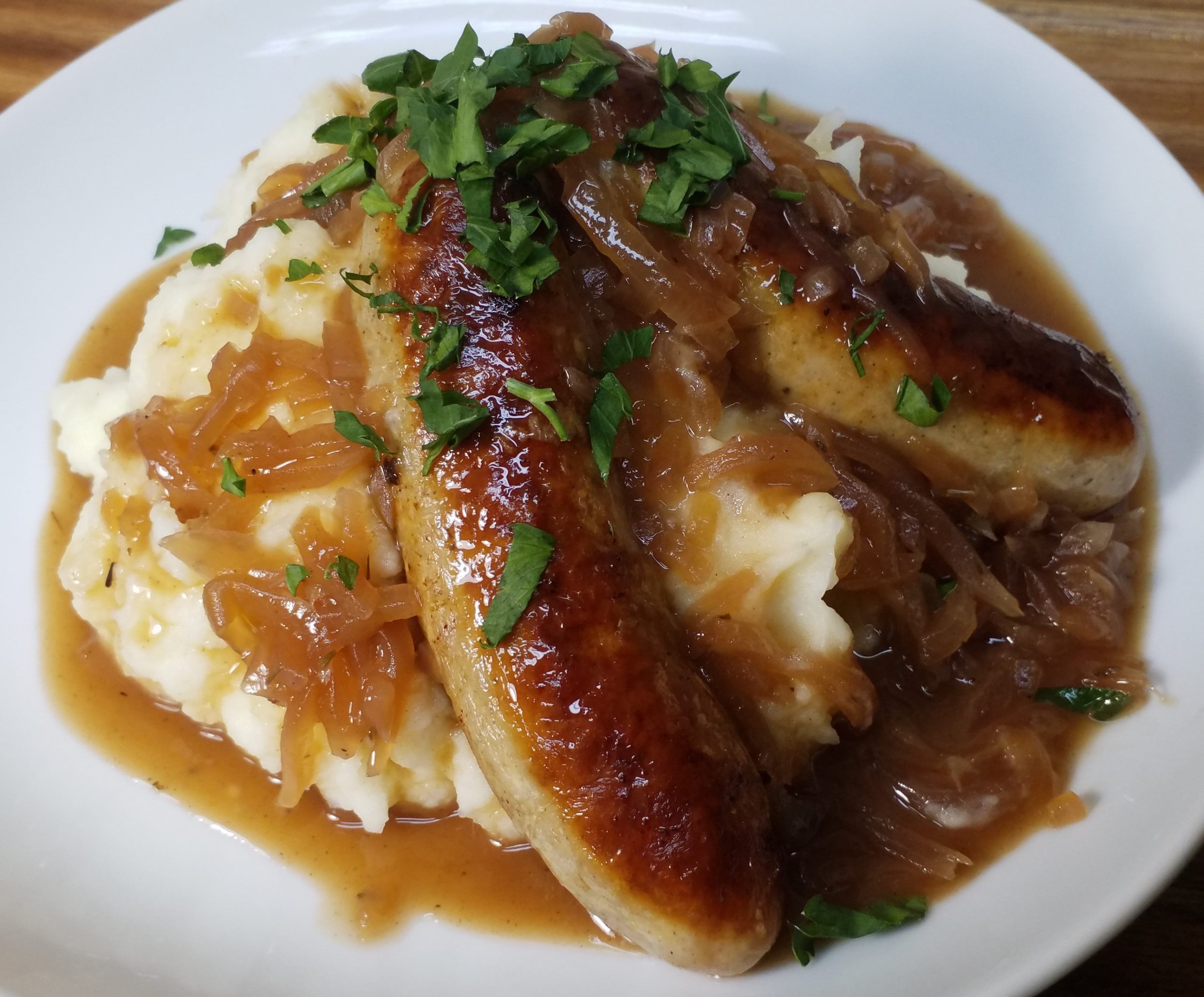 Bangers and Mash with Onion Gravy Dining and Cooking