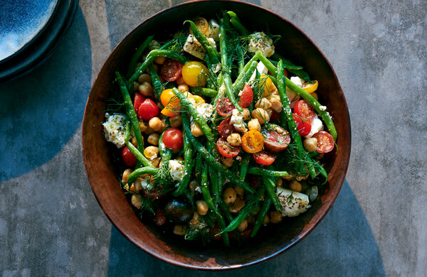 Tomato-Green Bean Salad With Chickpeas, Feta and Dill