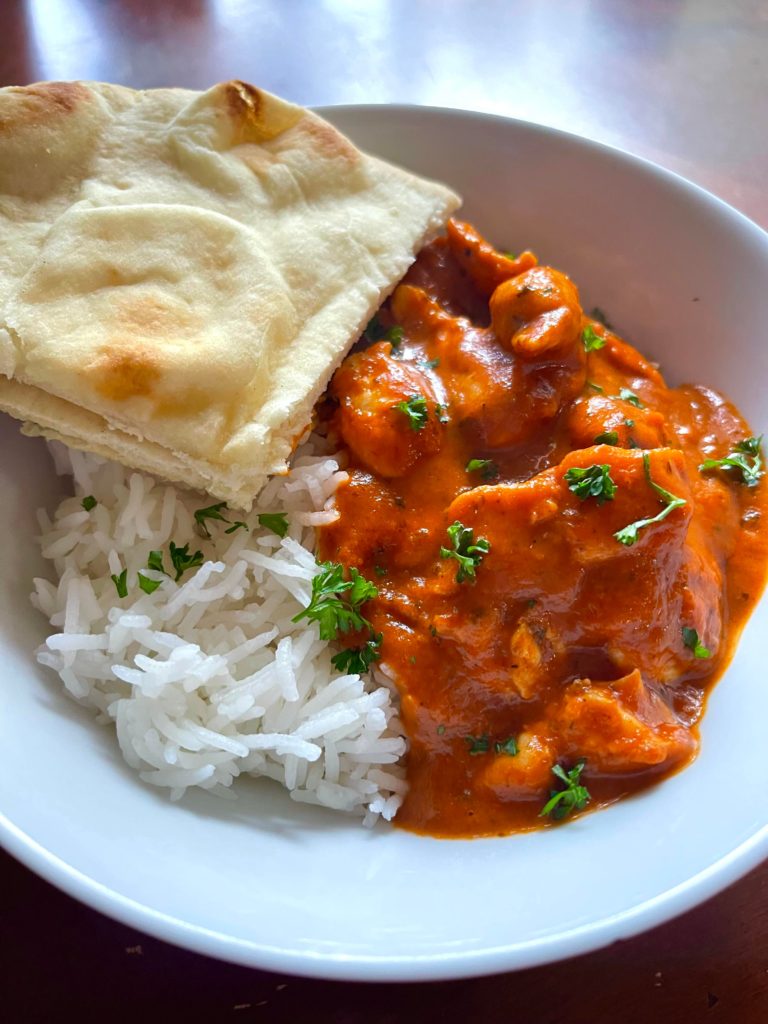 butter chicken & naan bread mmm