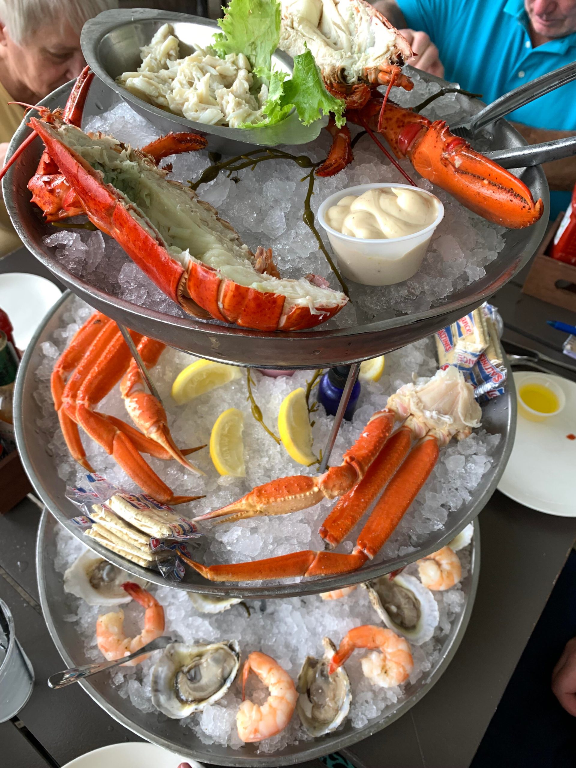 12 oysters, half pound cocktail shrimp, one whole lobster, 4 ounces