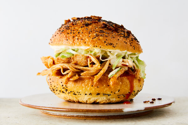 Slow-Cooker Hot Honey Chicken Sandwiches