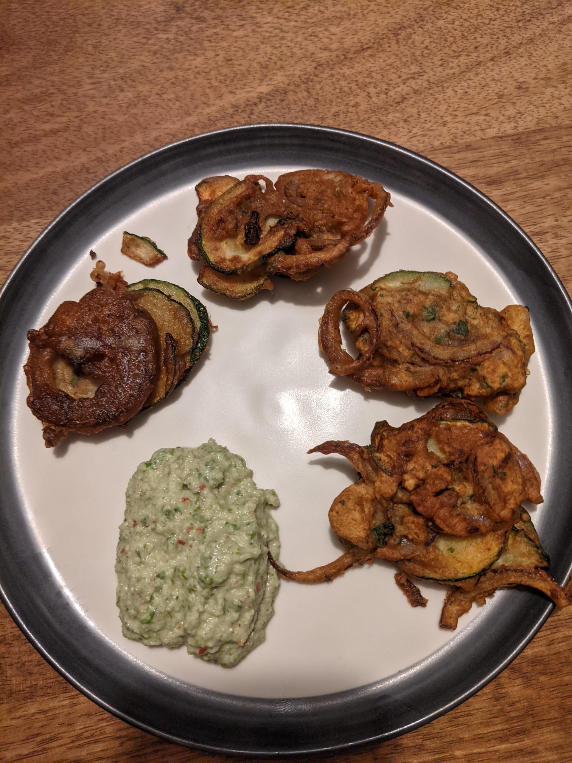 Attempt at Courgette Pakoras with Coriander Chutney Dining and Cooking