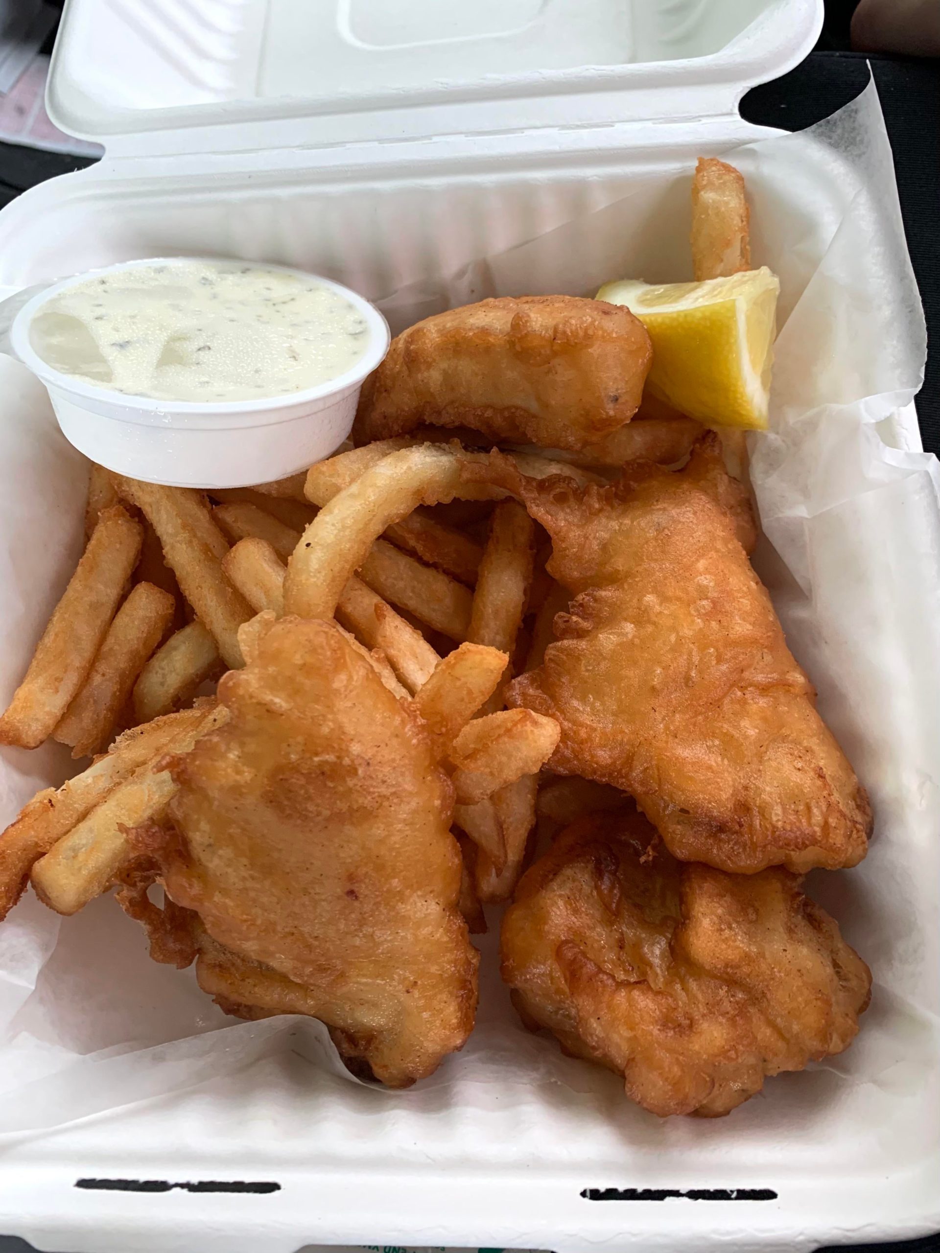 Halibut Fish n Chips after a day at the beach. Dining and Cooking