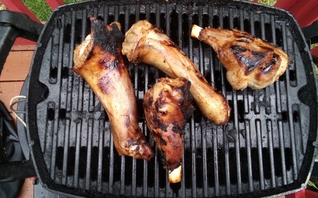 Grilling goat shanks and then braising for a kick ass vindaloo curry