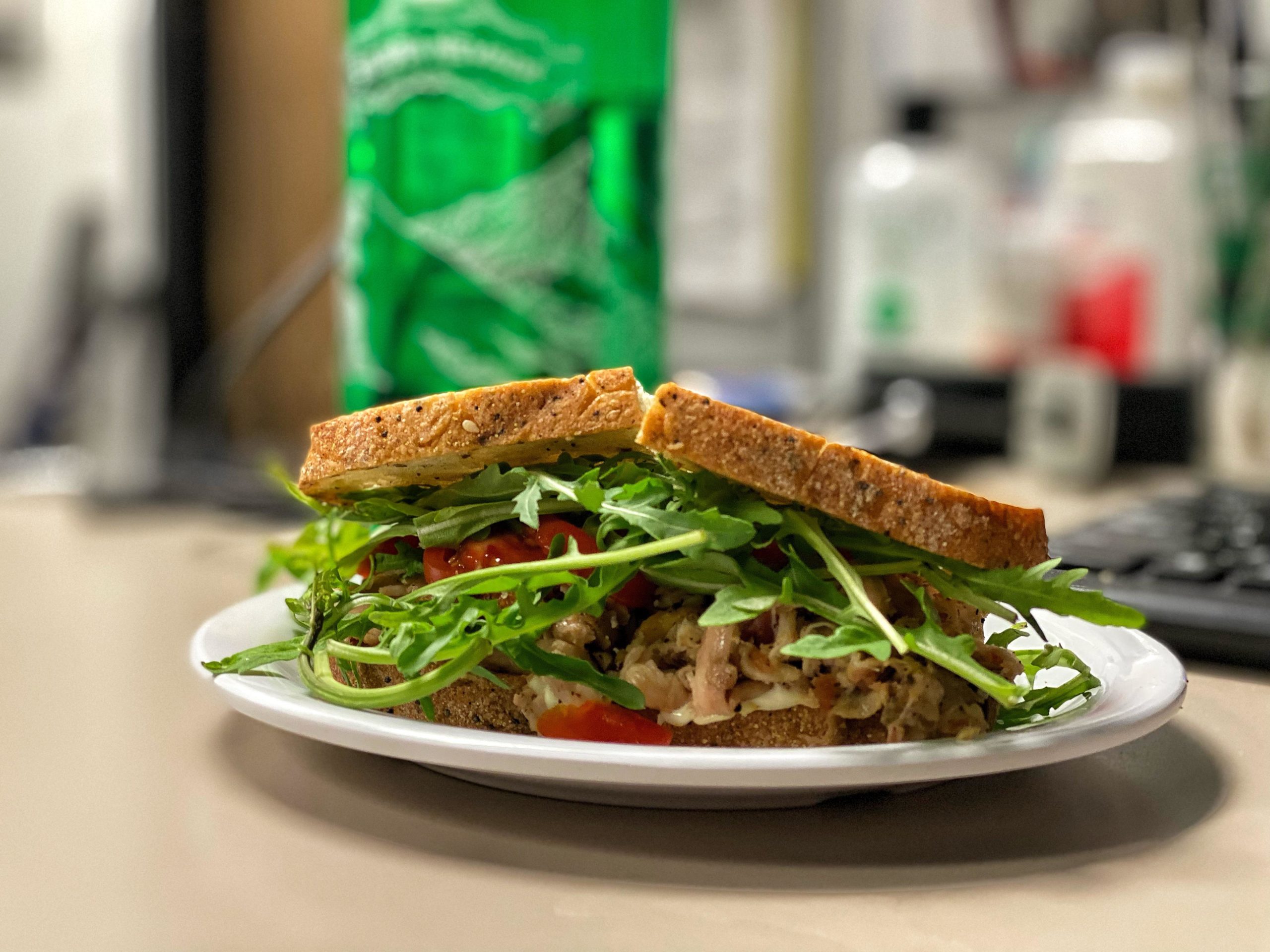 Made a sandwich for lunch. Dining and Cooking