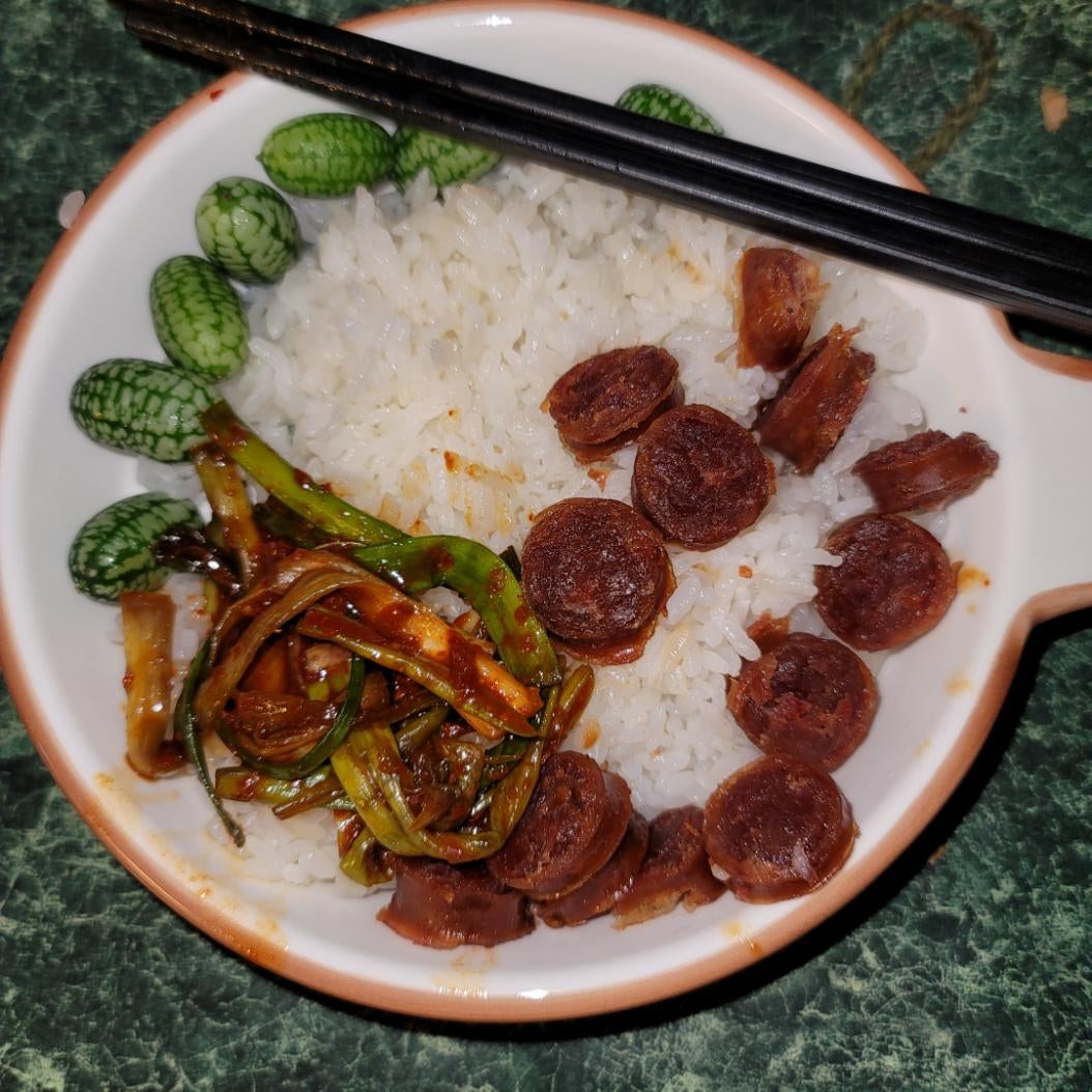 Chinese sausage and rice. Needed something simple and comforting after