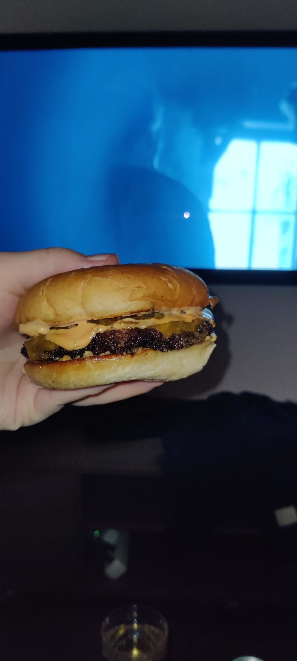 Morning Cheeseburger with sour dough bread Dining and Cooking