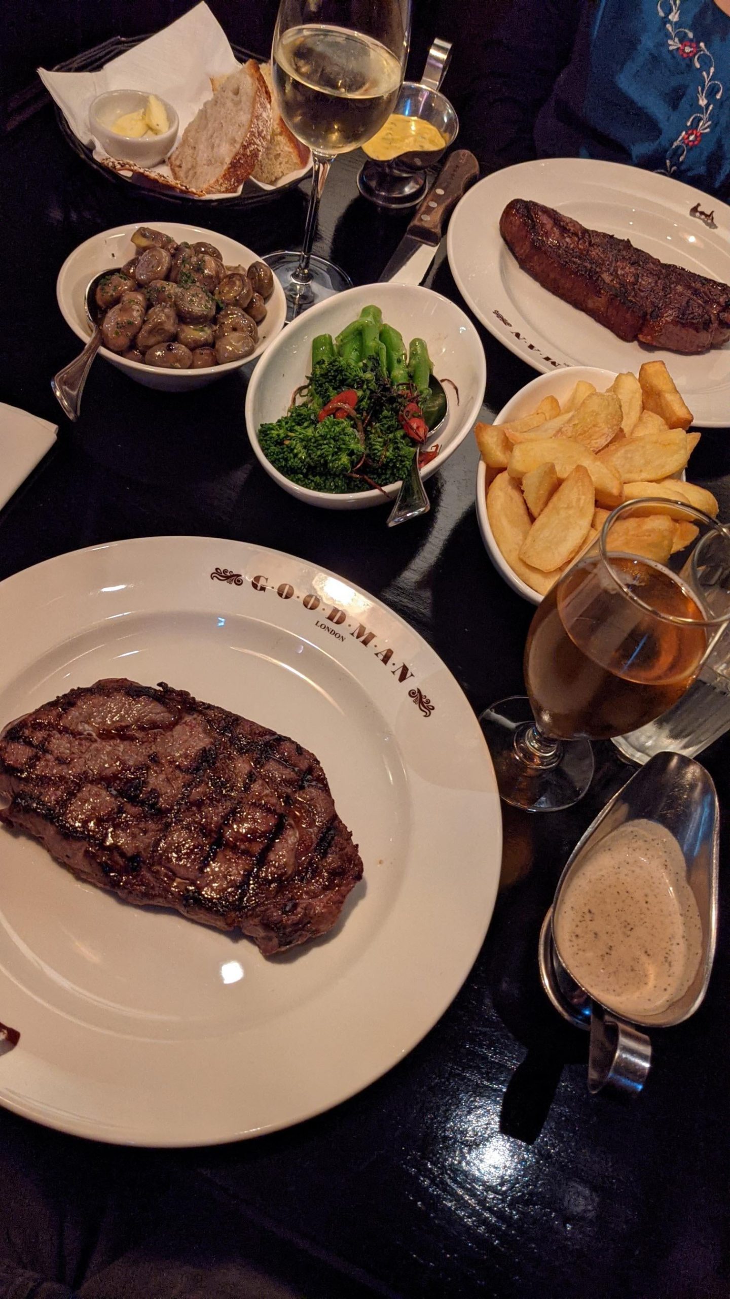 Ribeye and sirloin at Goodman Restaurant, Mayfair, London Dining and Cooking